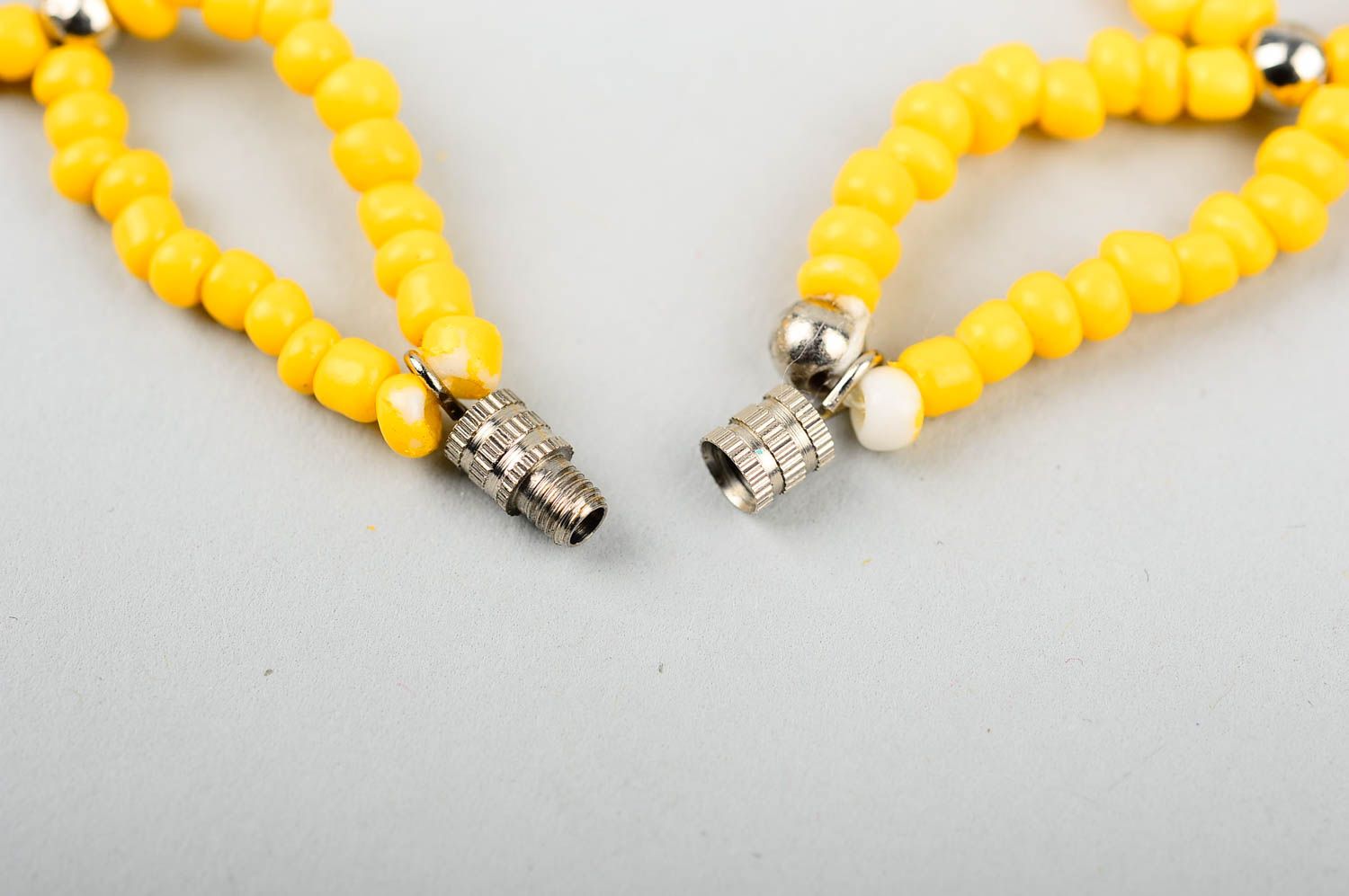 Yellow small beads bracelet in two-row lines for young girls photo 4