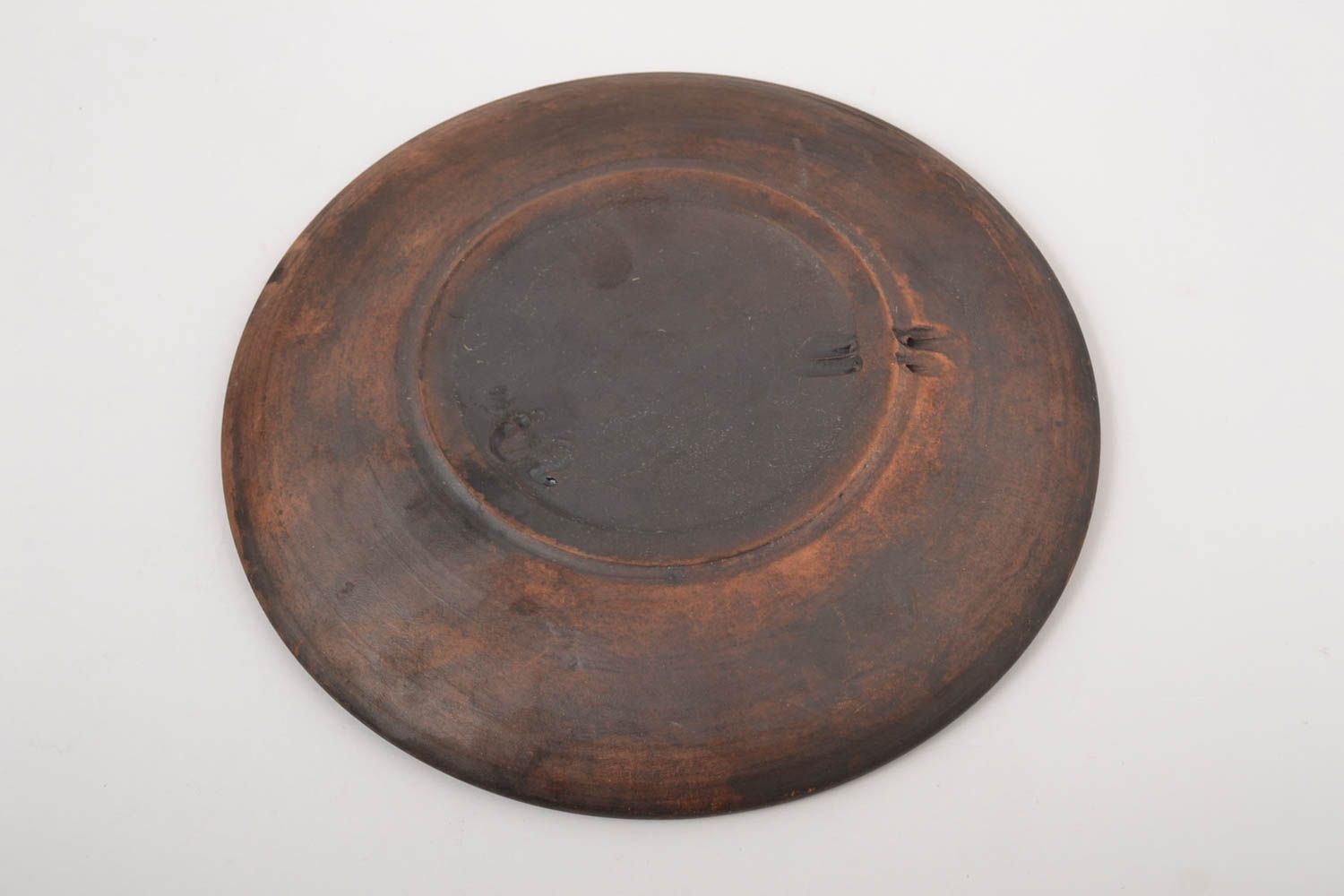 Керамическая тарелка ручной работы глиняная посуда расписная тарелка светлая фото 3
