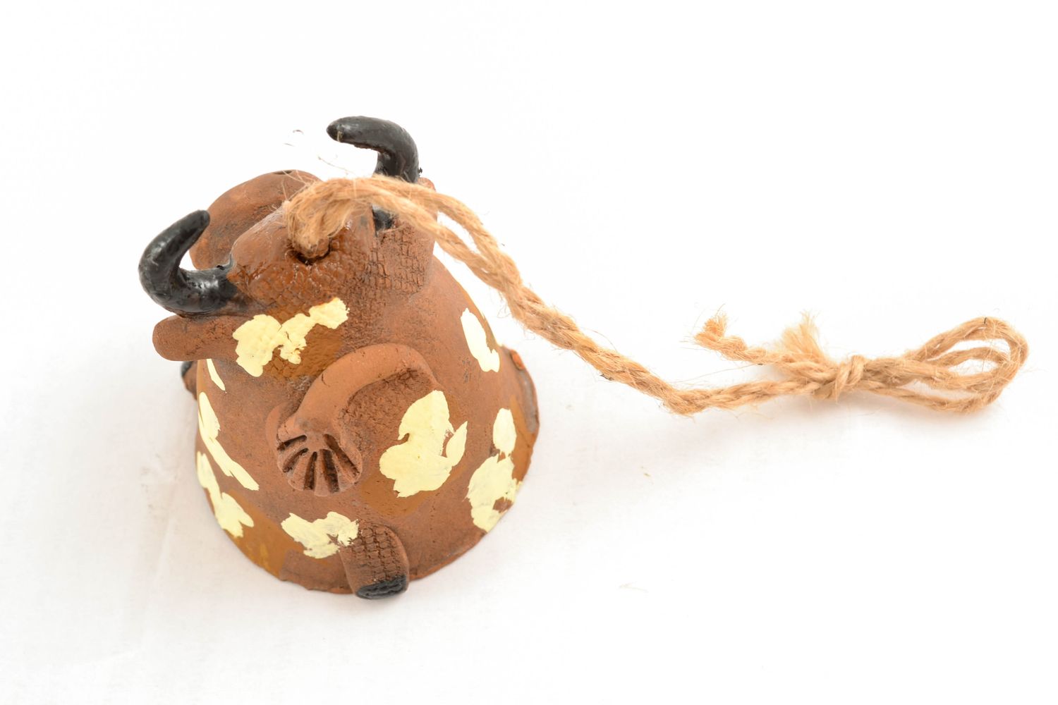 Designer painted ceramic bell in the shape of cow photo 5