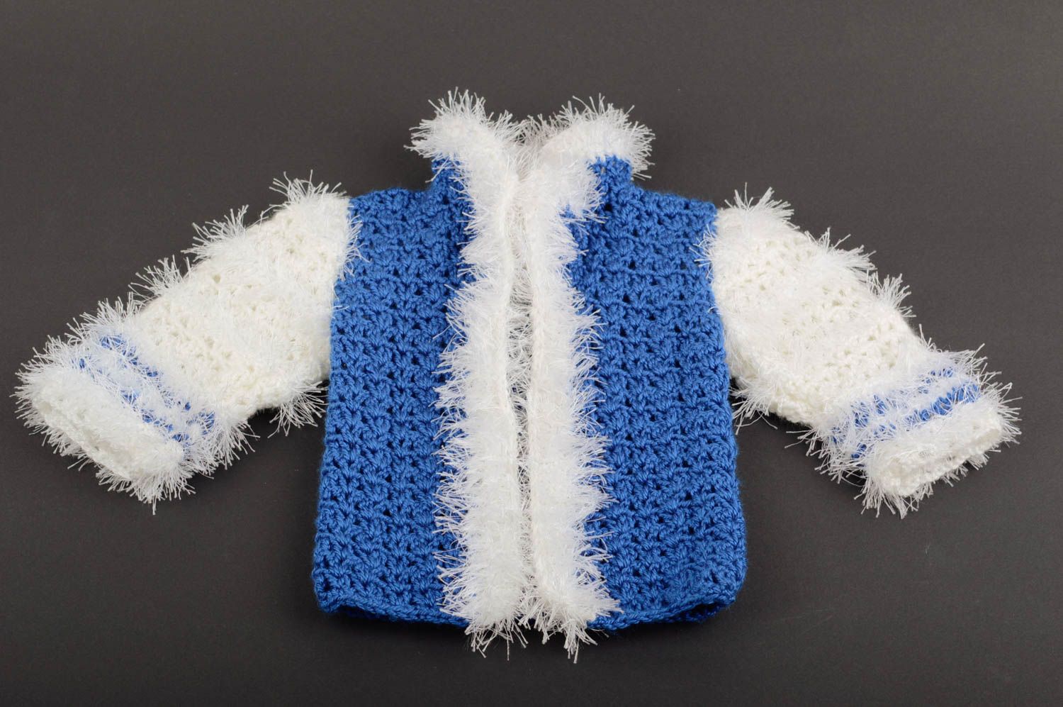 Kinder Jacke handgefertigt Winter Kleidung Baby Jacke Winter gehäkelt in Blau foto 1