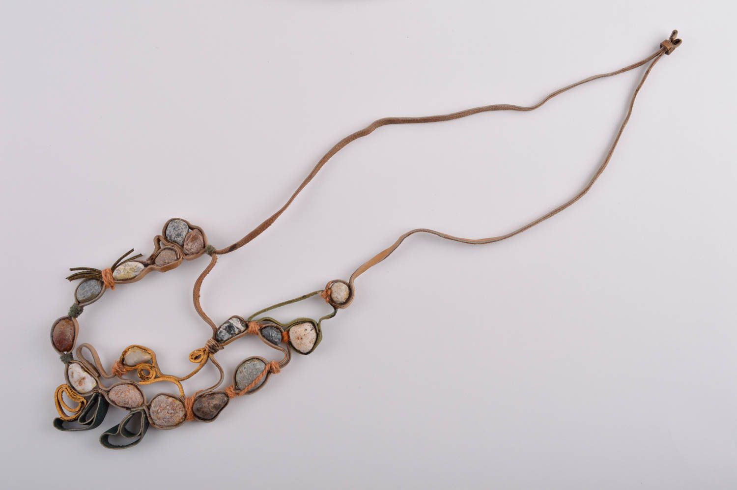 Handmade Stein Halskette stilvolle Kette Halskette aus Leder Mode Accessoire foto 5