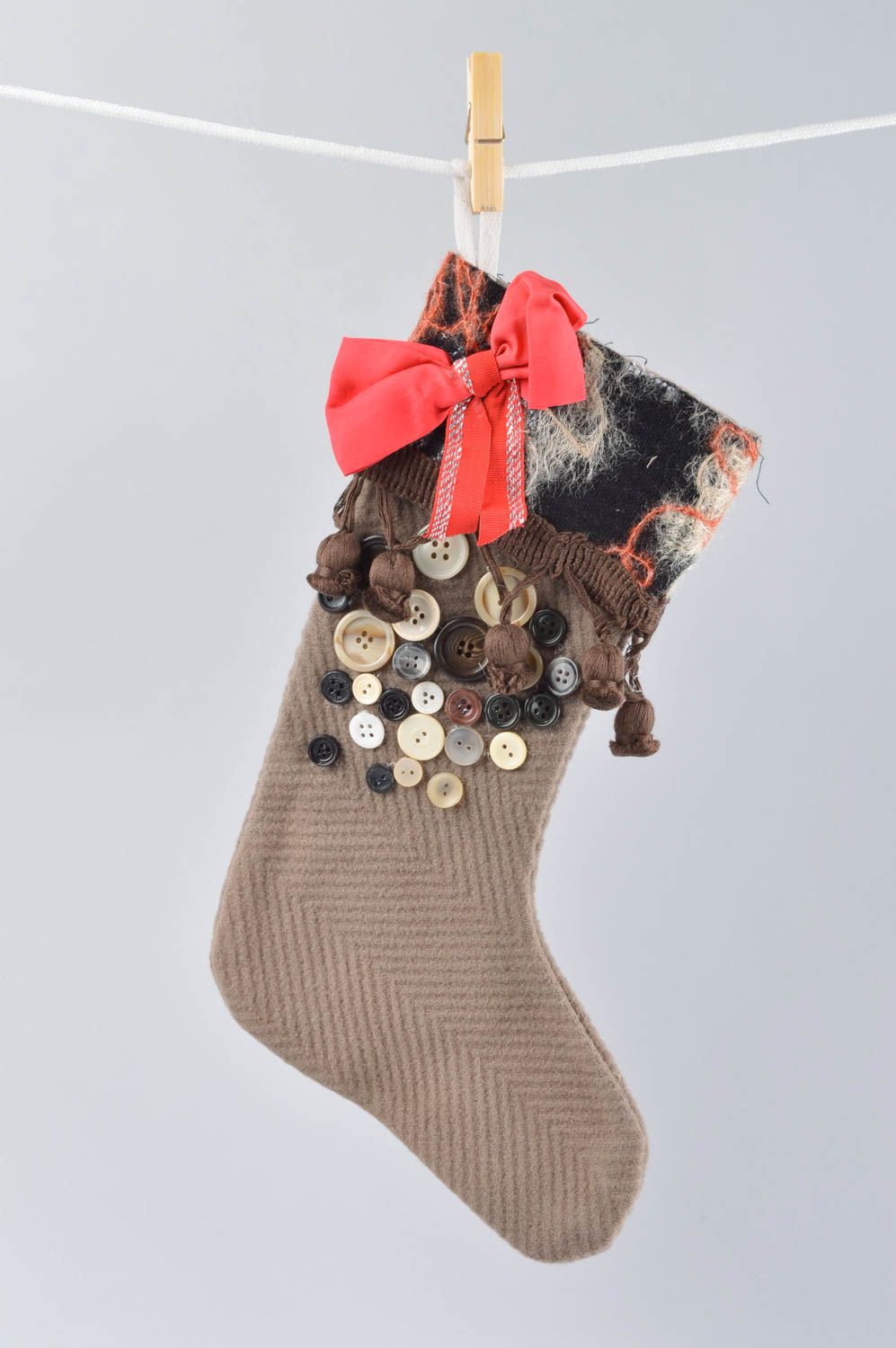 Handmade Deko Socke mit Weihnachtsmotiv Dekoration Weihnachten festlich  foto 1