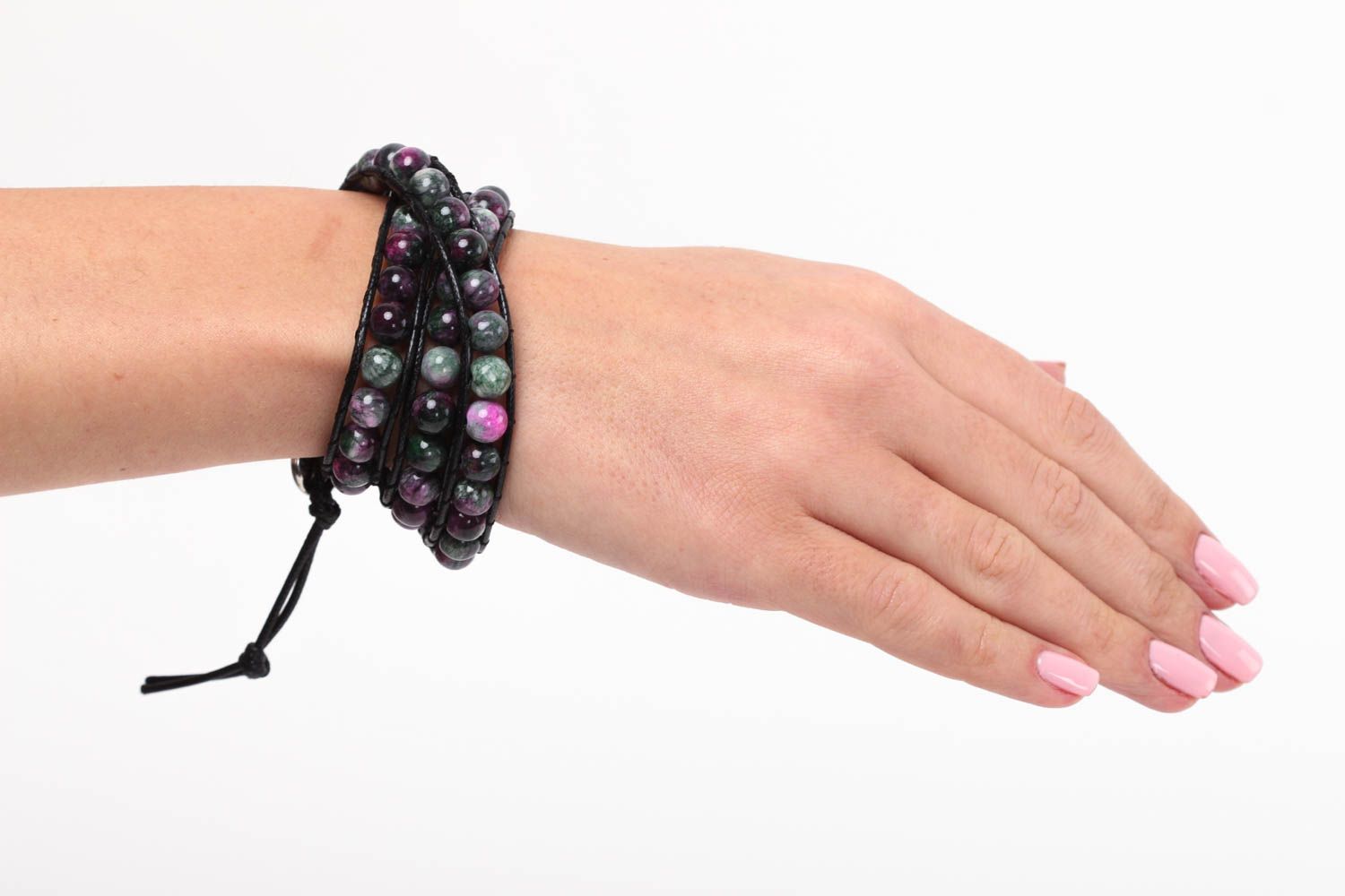 Armband handmade Turmalin Schmuck schönes Armband Frauen Accessoire dunkel foto 5