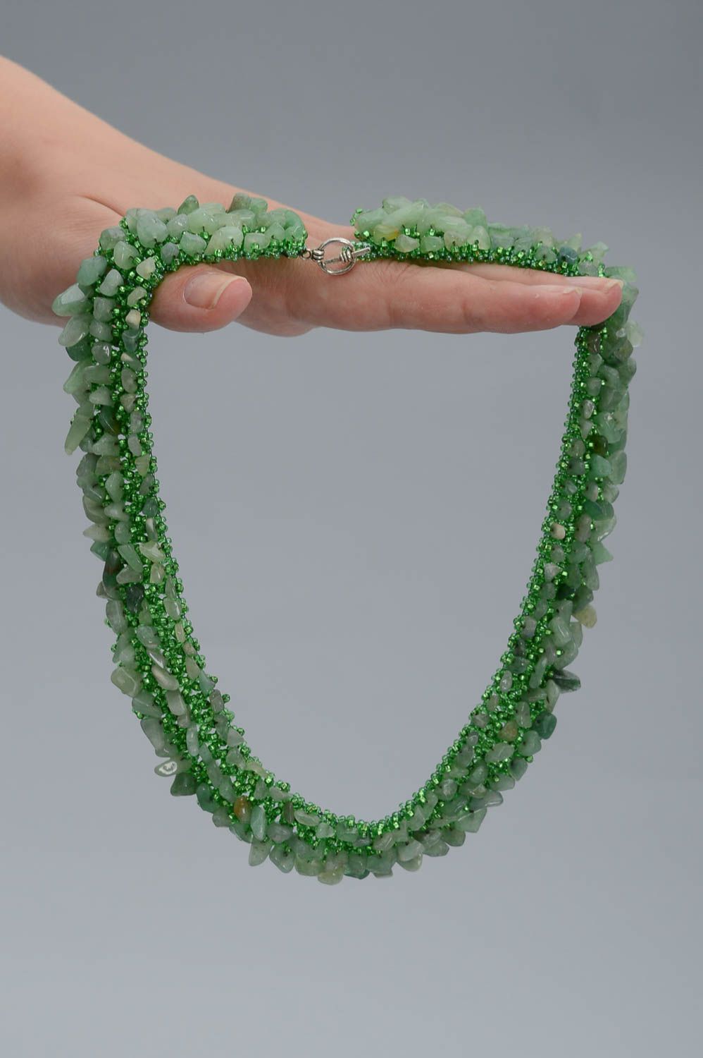 Collier perles de rocaille Bijou fait main néphrite Accessoire pour femme photo 5