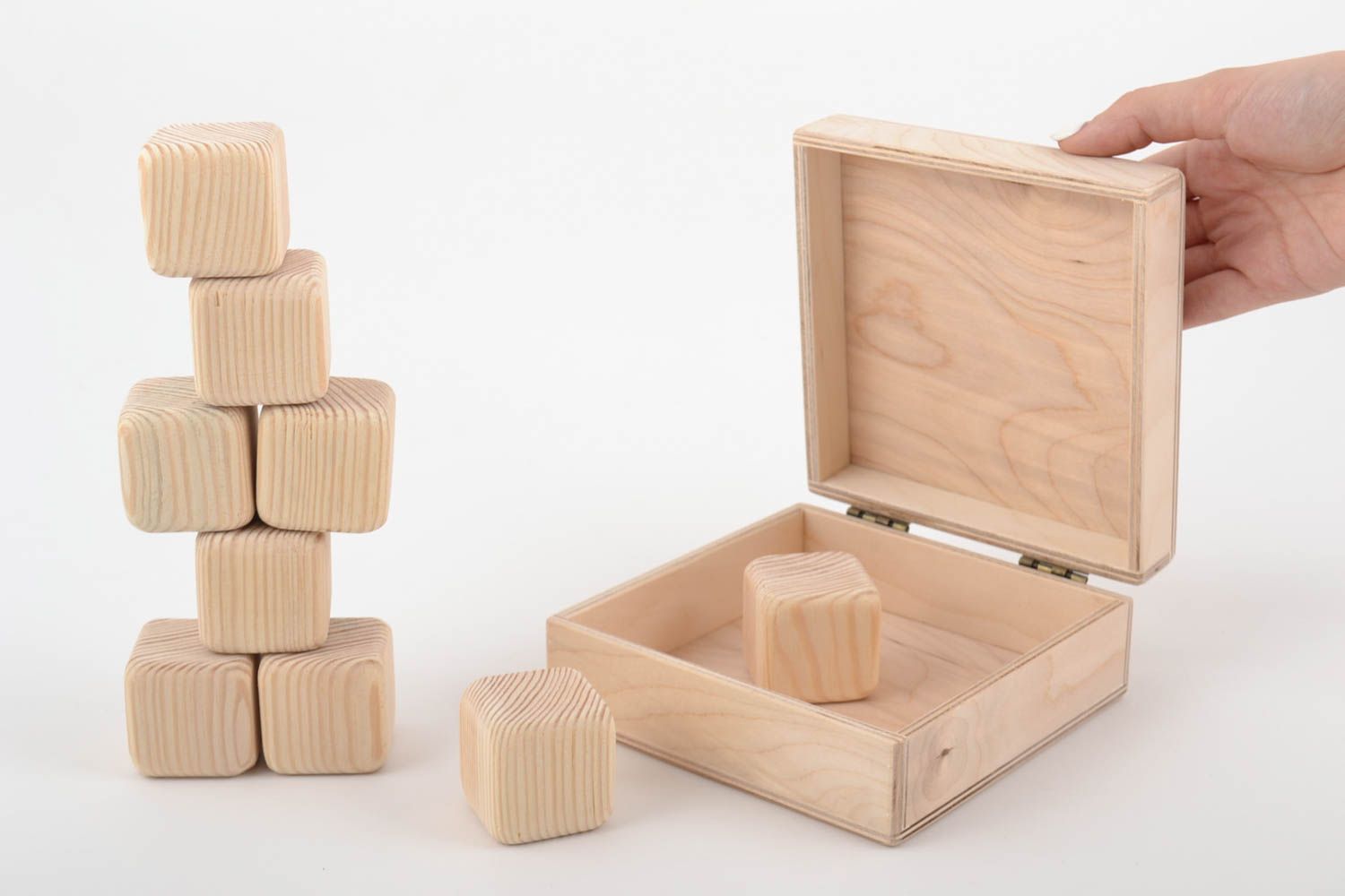 Cubes en bois à peindre dans une boîte faits main pour serviettage à décorer photo 5