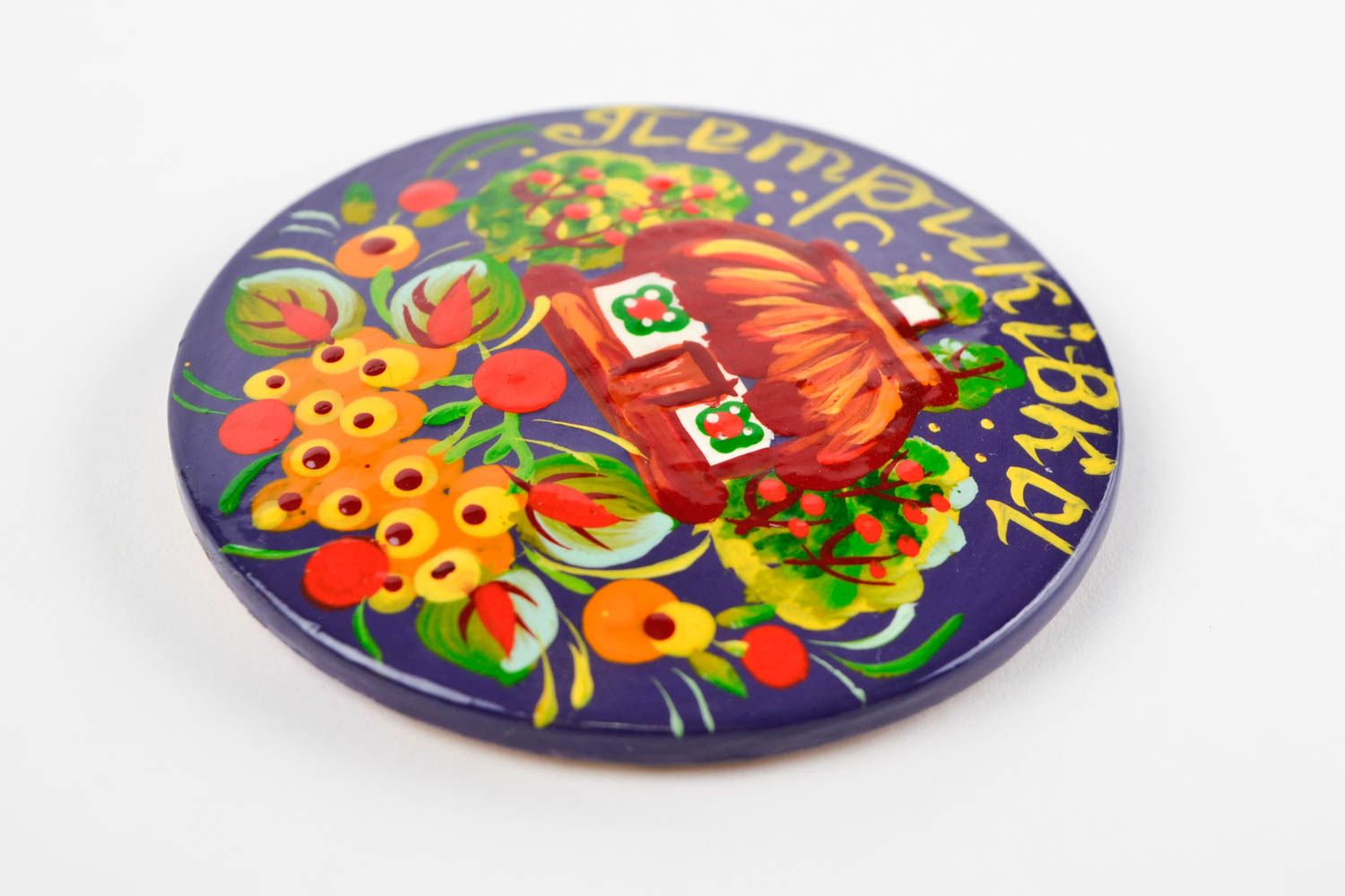 Holz Souvenir handmade runder Magnet originelles Geschenk Dekoartikel für Küche foto 3