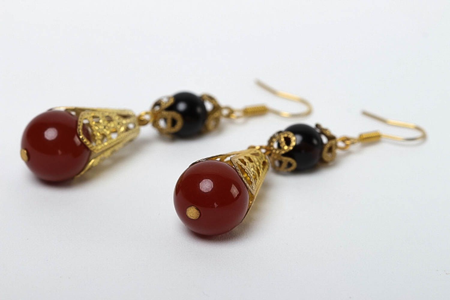 Handmade Ohrringe Perlen Ohrhänger Geschenk für Frauen mit Carnelian elegant foto 3