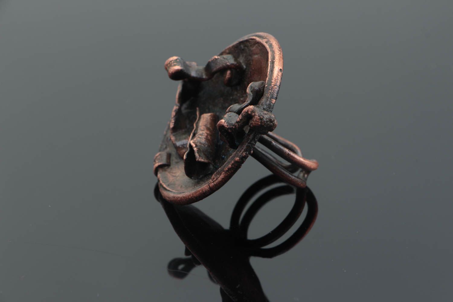 Unusual handmade designer round top copper ring stylish women's photo 1