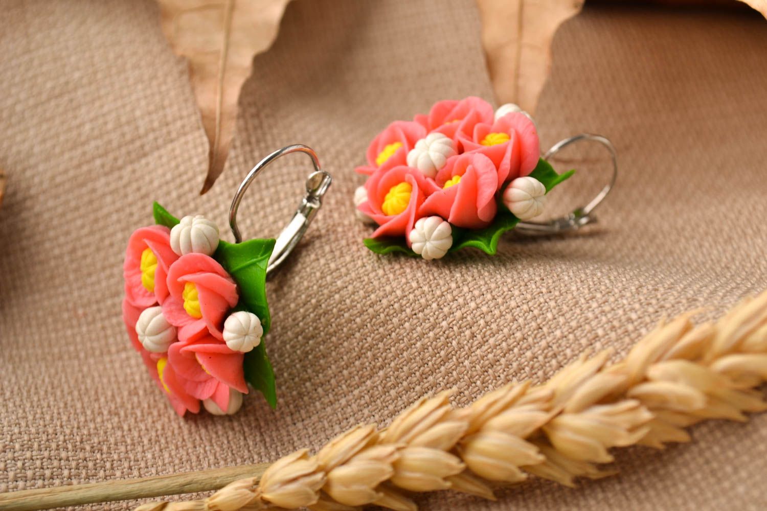 Ohrringe Blumen handmade hochwertiger Modeschmuck ausgefallener Ohrschmuck  foto 2