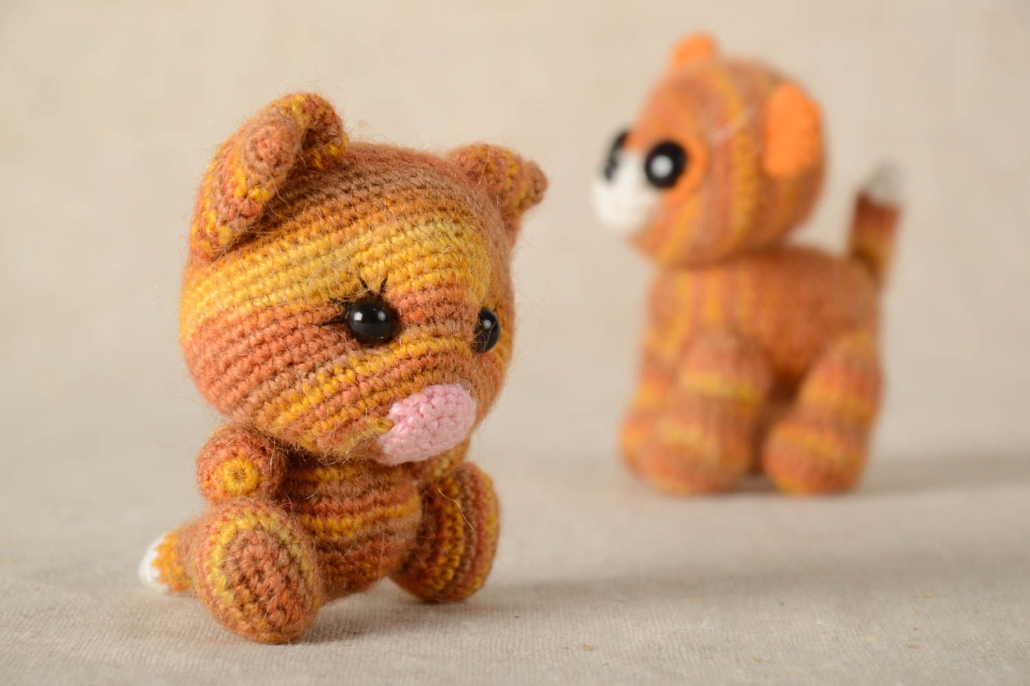 Handmade crocheted soft toy unusual textile toy cat cute present for kid photo 1