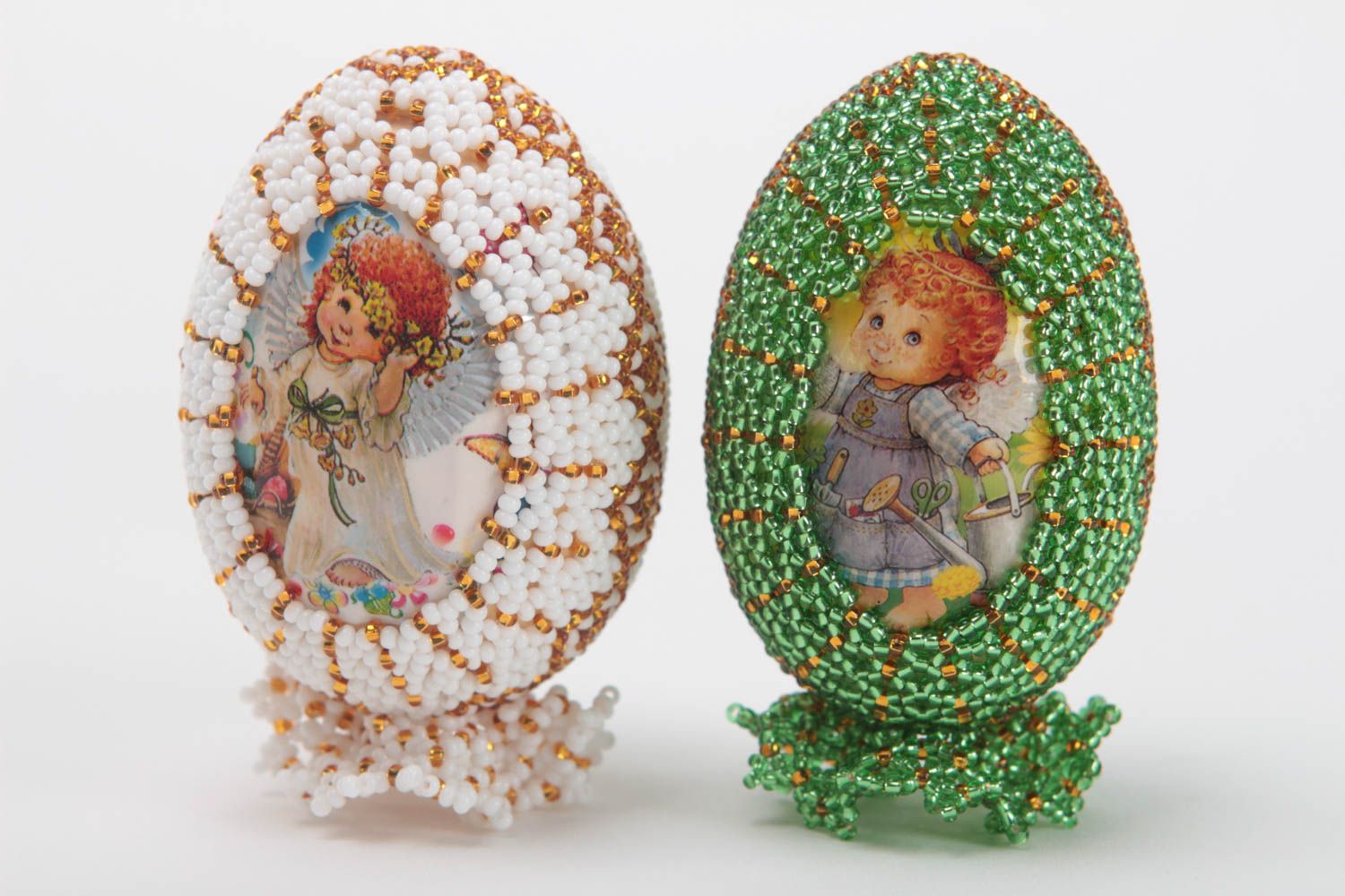 Set of 2 decorative eggs handmade home decor Easter egg designs handmade gifts photo 3