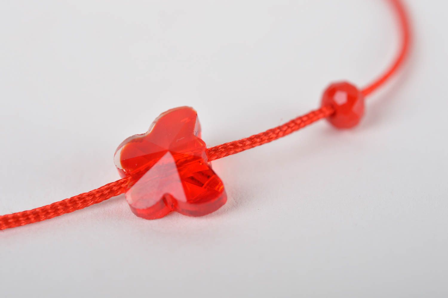 Pulsera artesanal de hilo rojo pulsera con cuentas regalo para mujer Mariposa foto 4