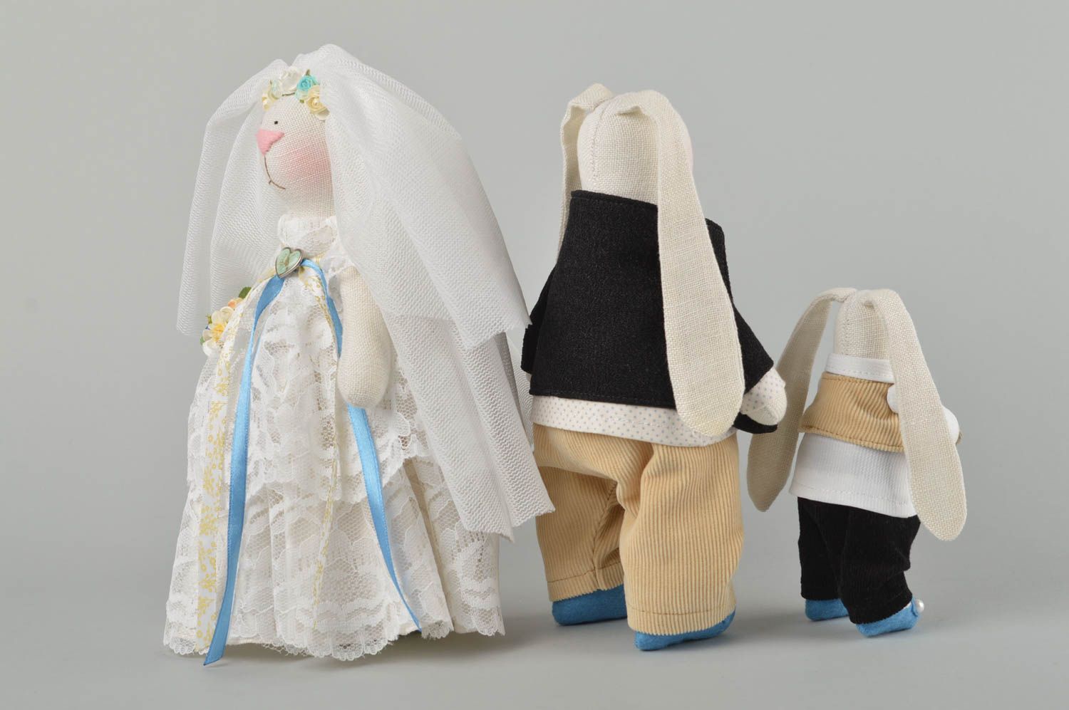 Свадебные зайцы ручной работы мягкие игрушки свадебный декор подарок молодоженам фото 5