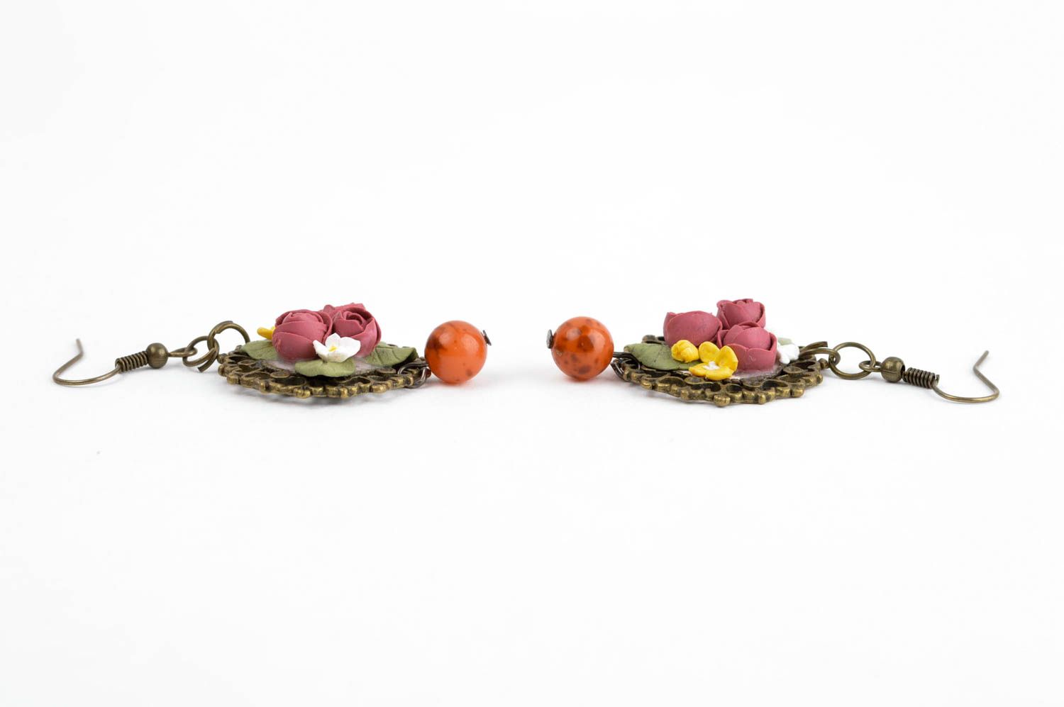 Handmade Ohrringe Geschenk für Frauen Polymer Schmuck mit Blumen modisch foto 2