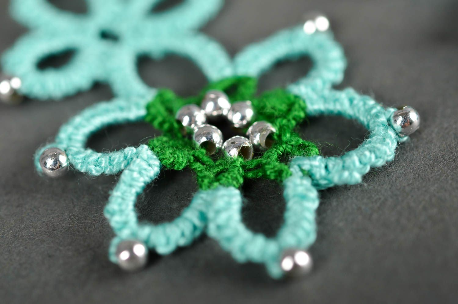 Unusual handmade textile earrings woven flower earrings trendy jewelry designs photo 4