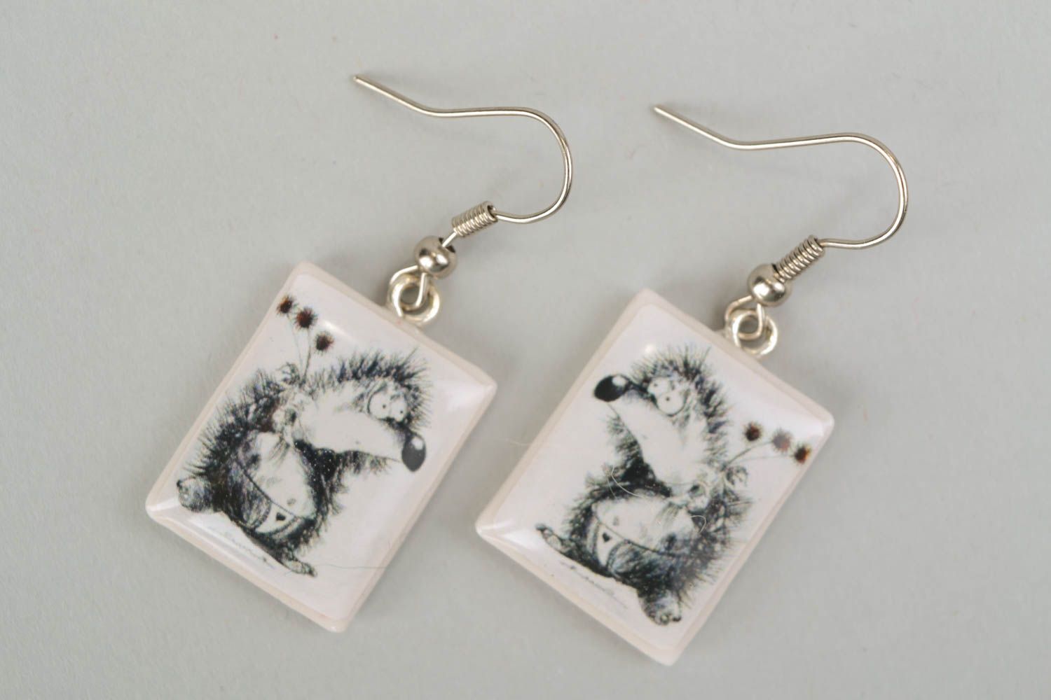 Polymer clay dangle earrings with pattern photo 3