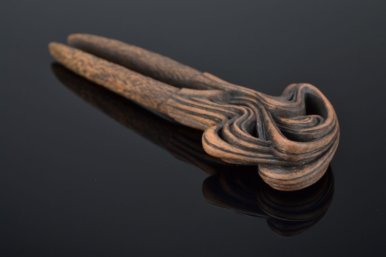 Unusual wooden hairpin photo 1