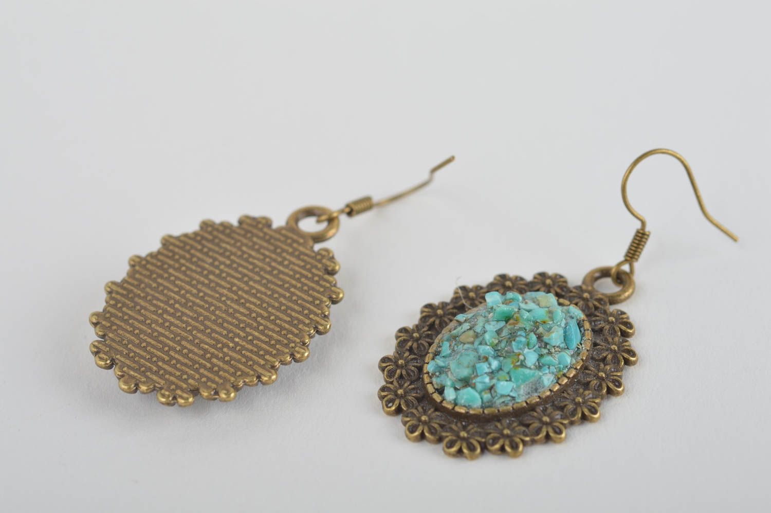 Türkis Schmuck handmade handgemachte Ohrringe Juwelier Modeschmuck mit Anhängern foto 5