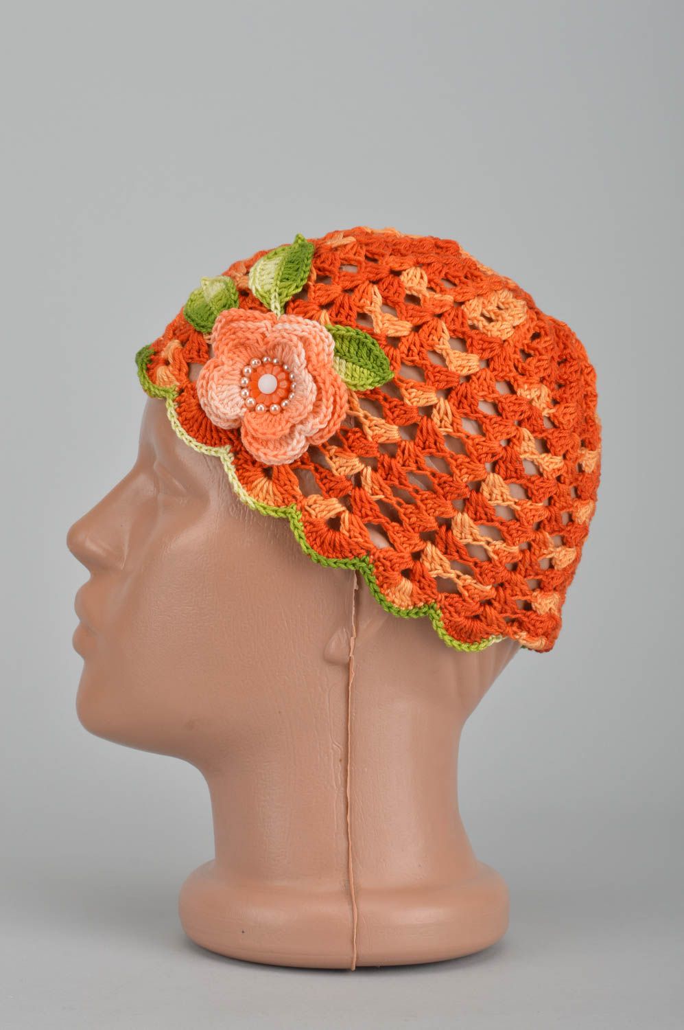Handmade crocheted cap spring unusual cap designer cap for kids cute accessory photo 3