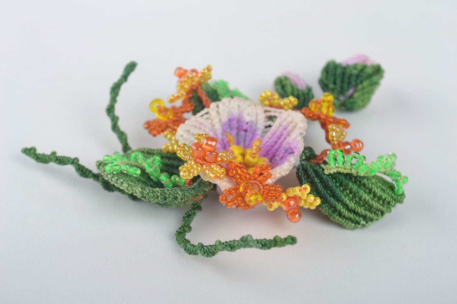 Fleur macramé faite main Fourniture bijoux pour broche Loisirs créatifs photo 2