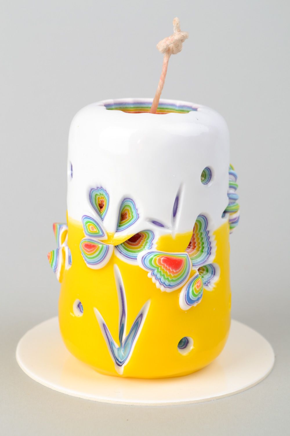 Декоративная свеча ручной работы резная разноцветная  фото 4