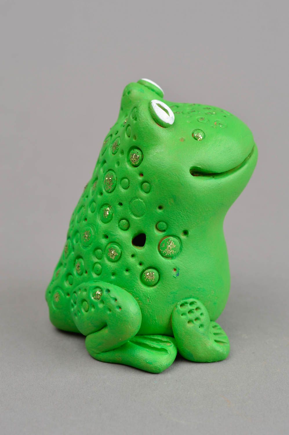 Handmade clay cute green toy unusual penny whistle interior decor ideas photo 3