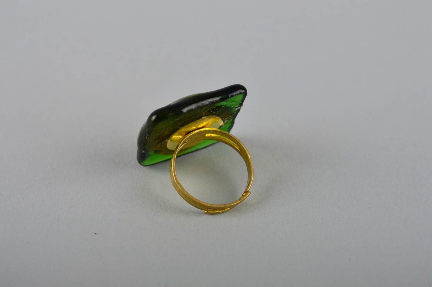 Handmade Schmuck aus Glas Ring Damen Designer Accessoire Geschenk Ideen grün foto 4