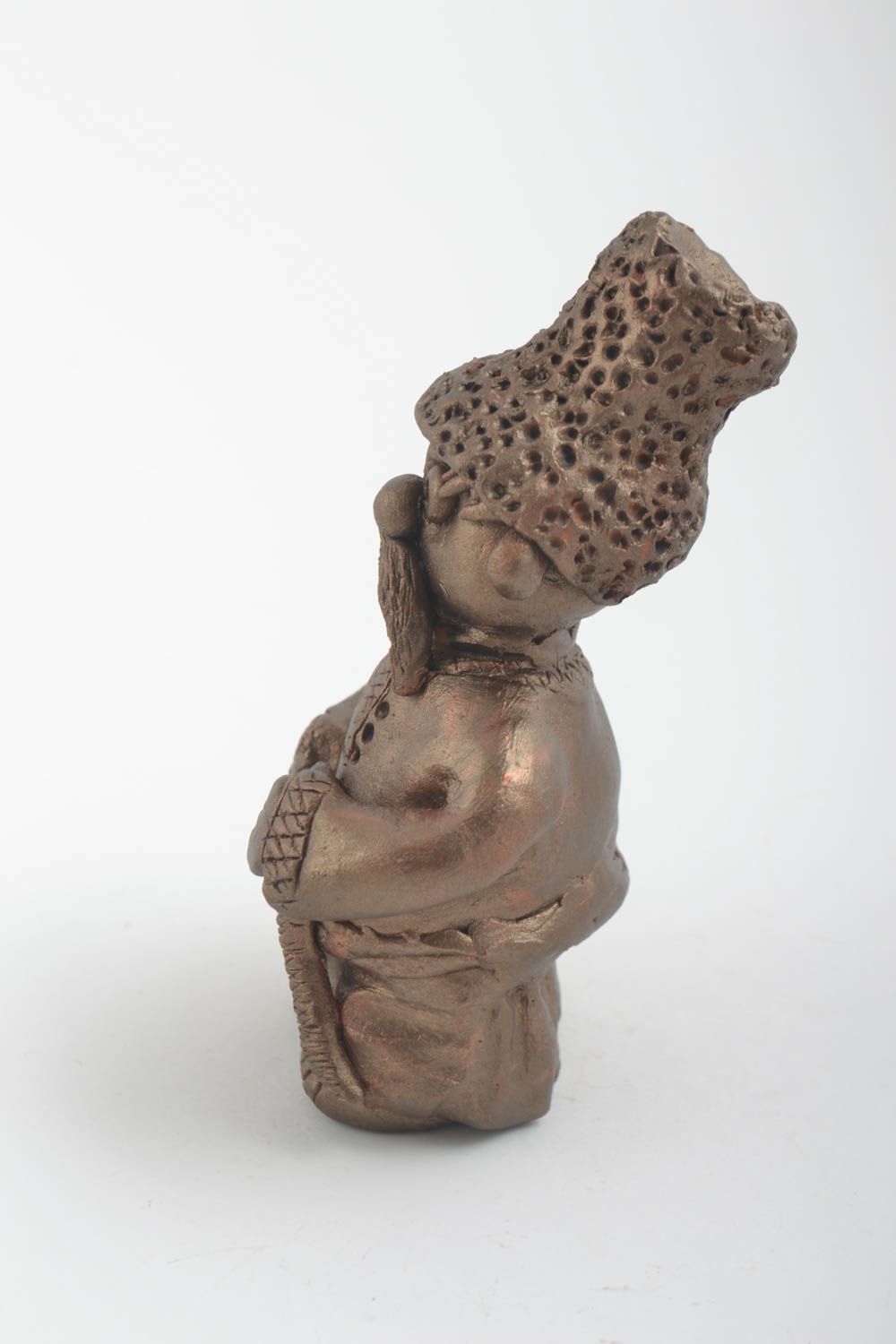 Figurine en argile faite main Statuette céramique cosaque marron Déco maison photo 2