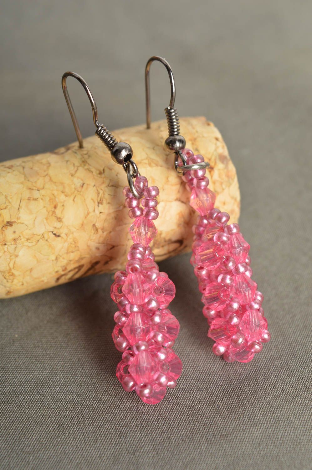 Damen Ohrringe handgefertigt Designer Schmuck Accessoires für Frauen rosa foto 1