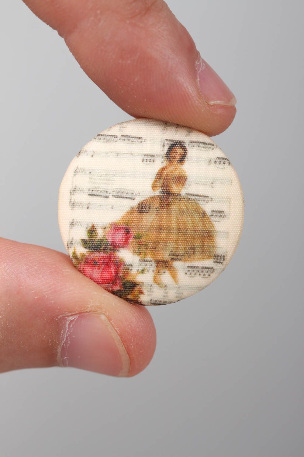 Unusual handmade plastic button printed fabric button needlework accessories photo 5