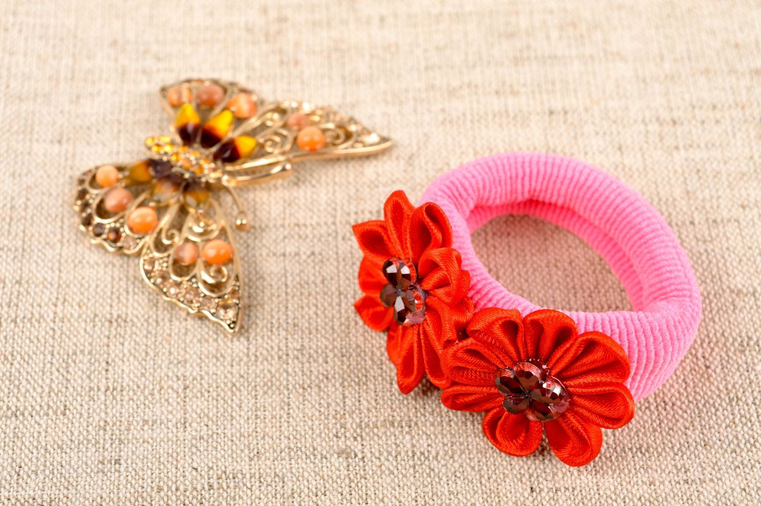 Stylish handmade flower scrunchie hair tie how to do my hair accessories for her photo 1