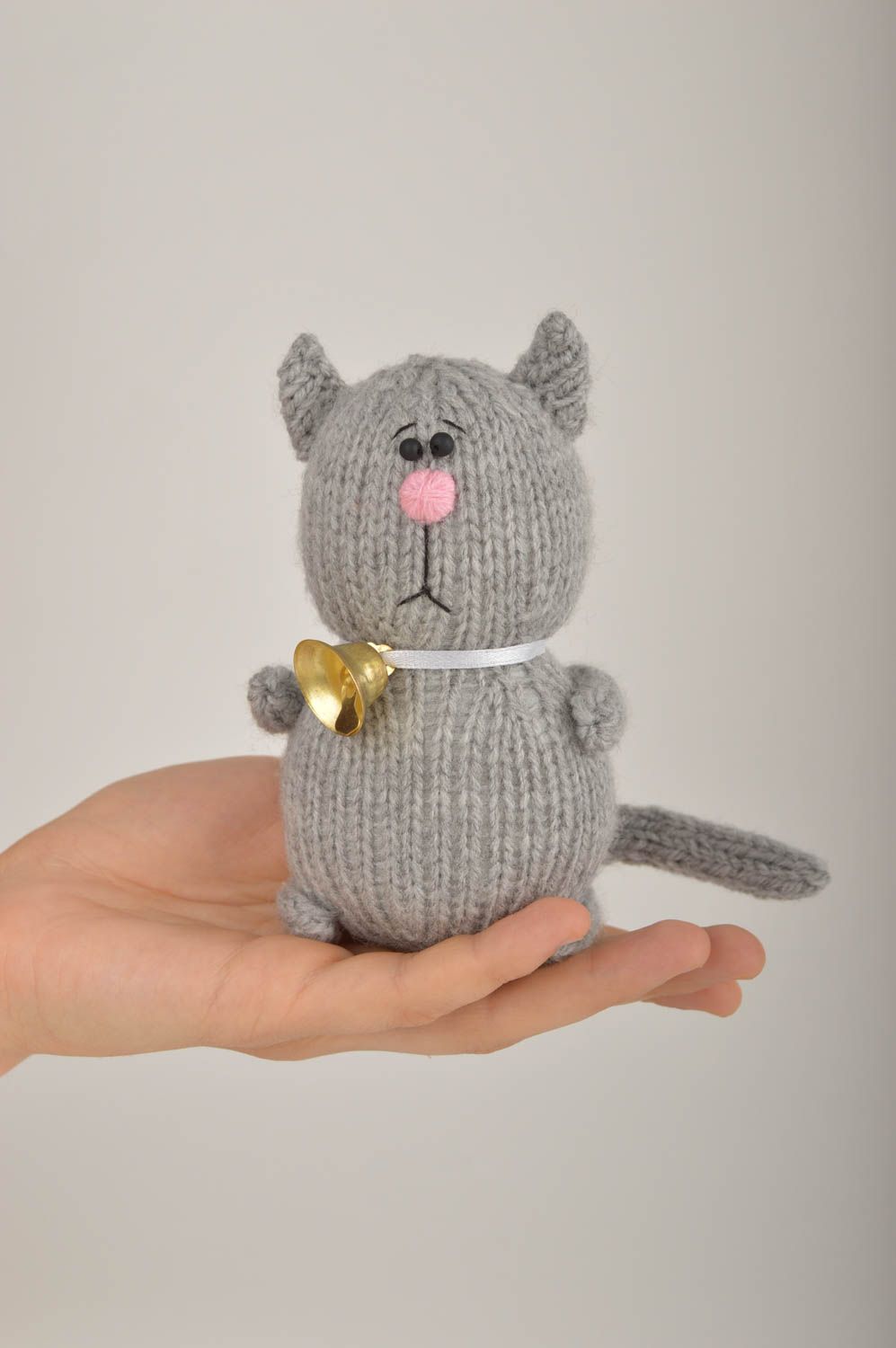 Мягкая игрушка ручной работы игрушка кот серый маленький детская игрушка фото 3