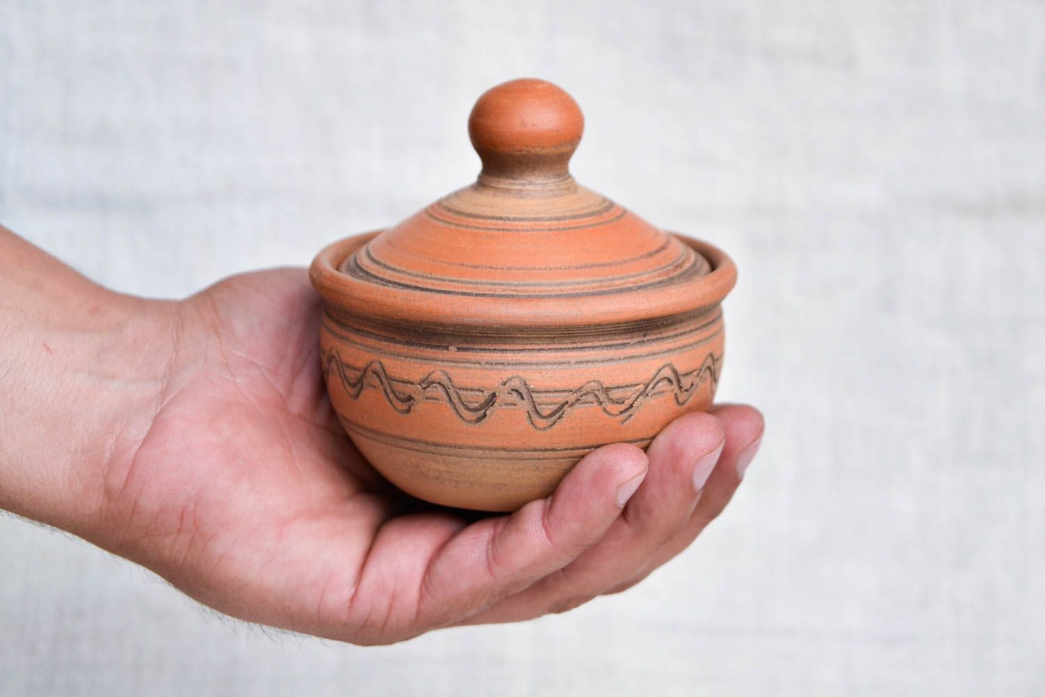 Handmade Dose aus Ton handgefertigt Keramik Geschirr nützlich Salz Dose 200 ml foto 2