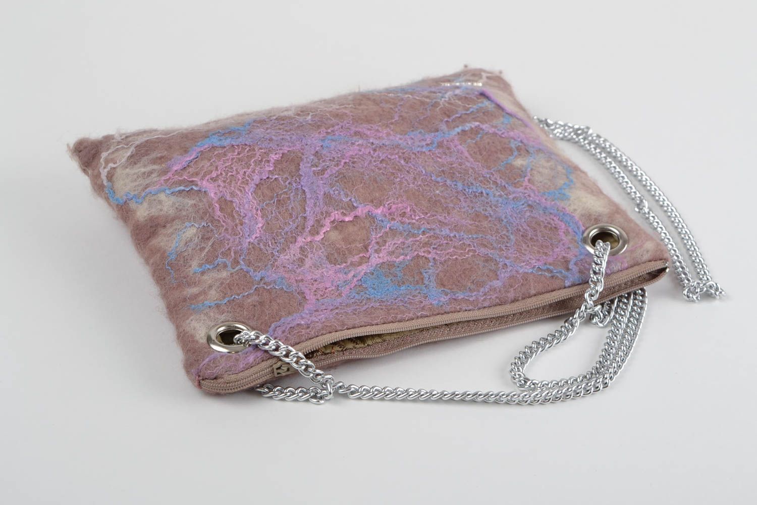 Stylish handmade bag unique designer felted wool purse unusual present for women photo 2