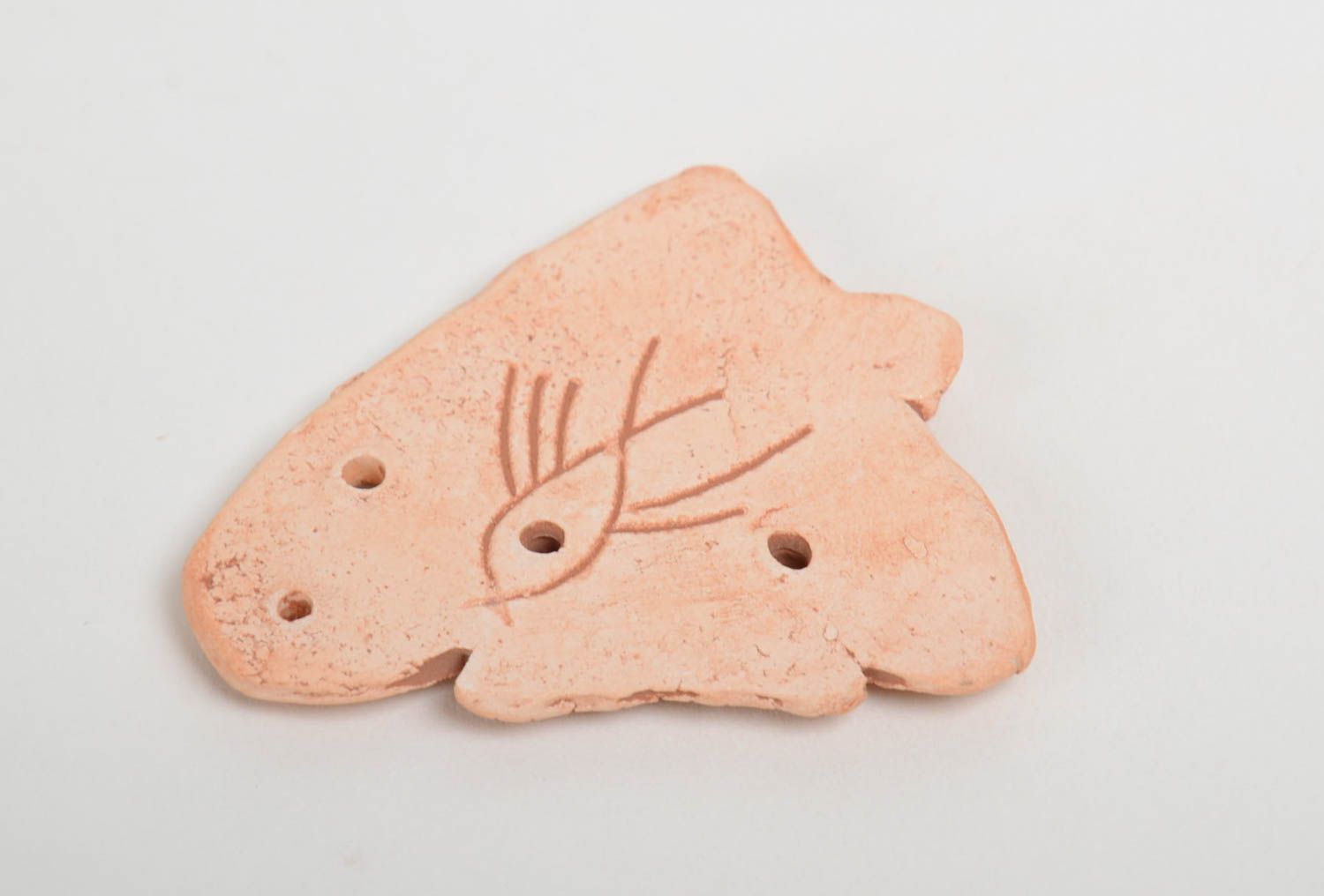 Handmade designer clay blank pendant for painting Fish jewelry making supplies photo 3