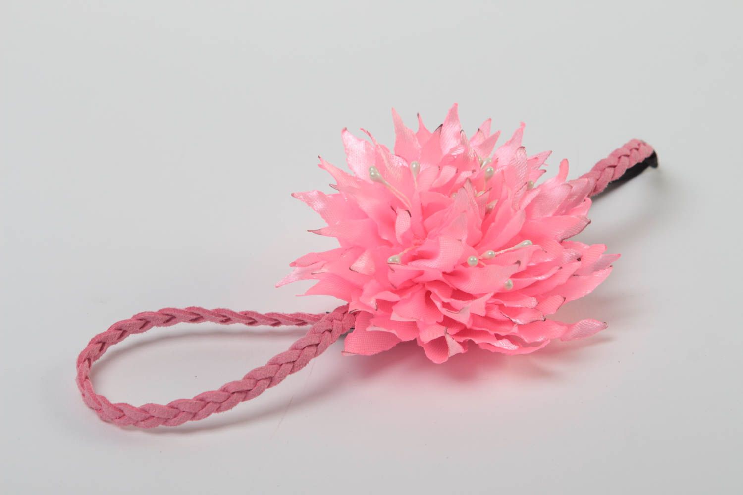 Повязка для волос в римском стиле ручной работы авторский аксессуар розовая фото 3