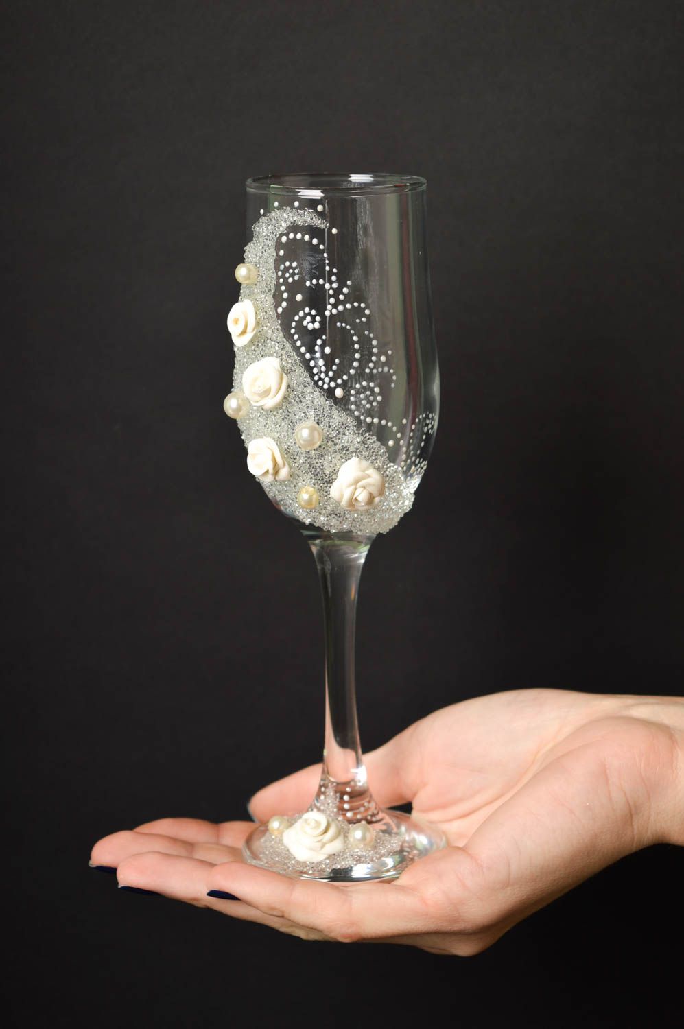 Handmade wedding glasses ideas wedding champagne glasses for bride and groom photo 5