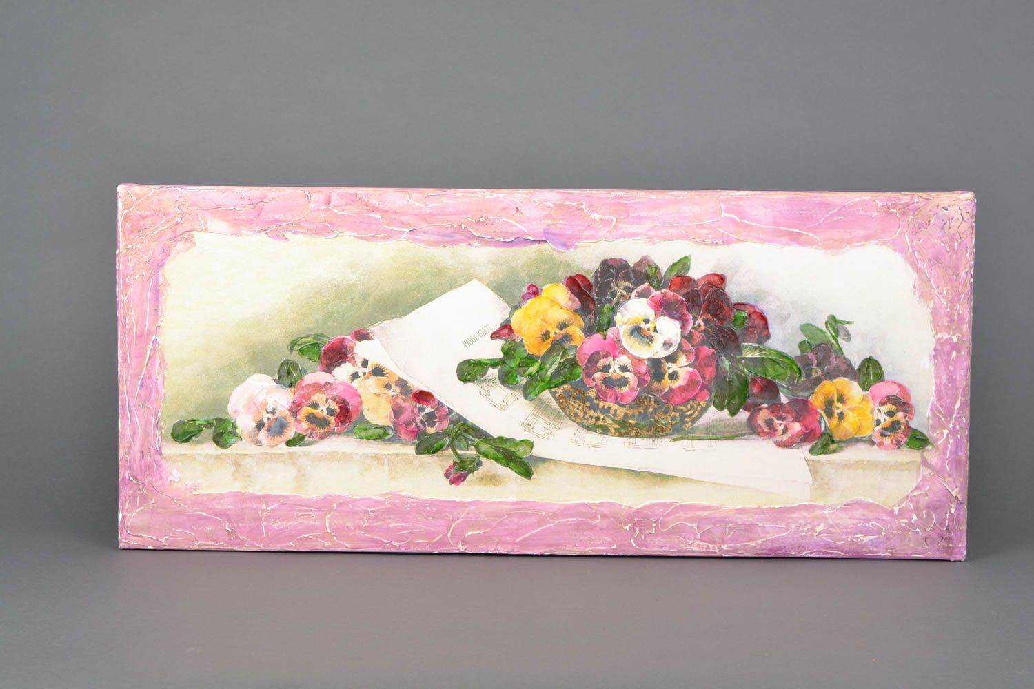 Cuadro artesanal con pinturas acrílicas Violetas foto 1