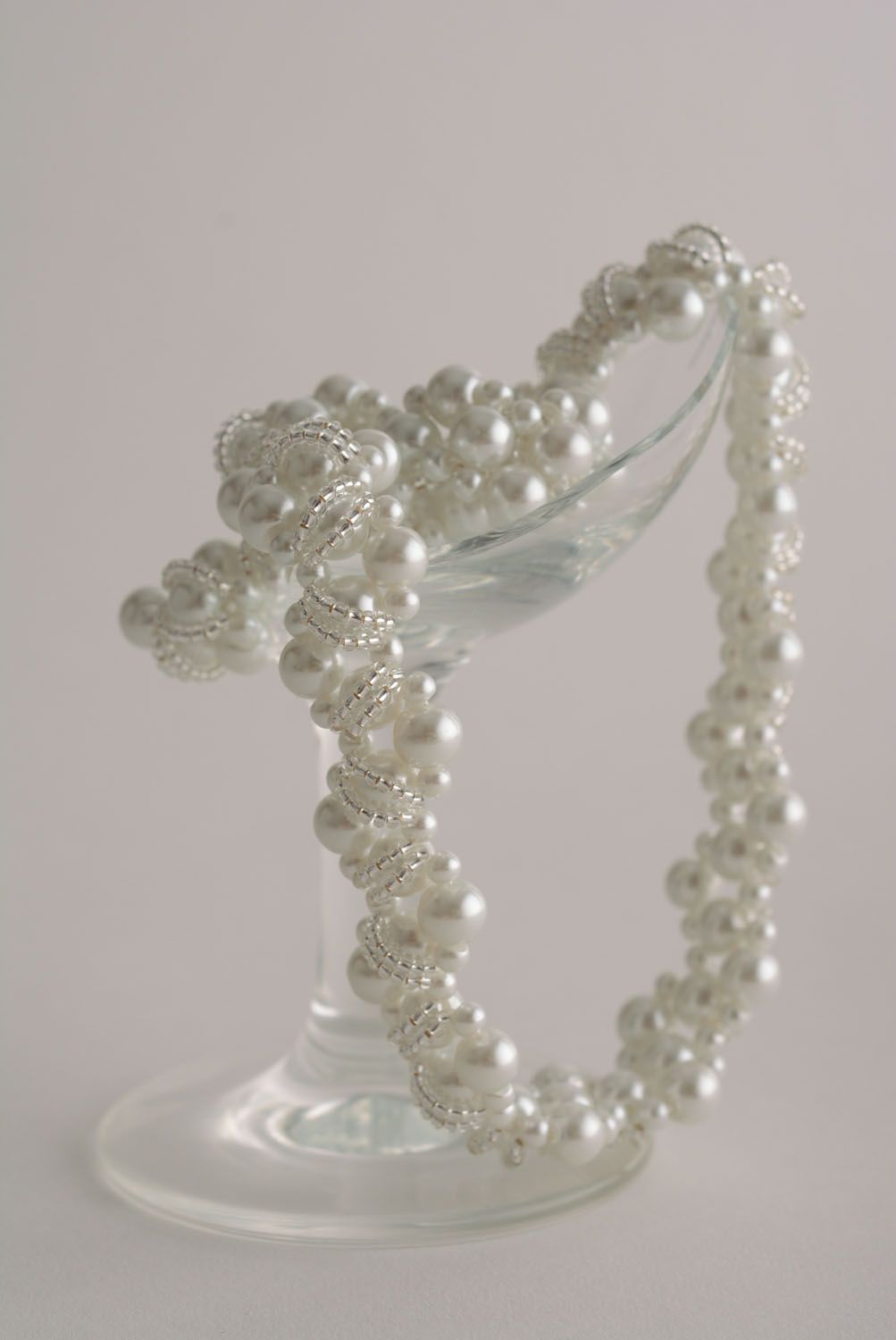 Handmade Collier mit Glasperlen weiß foto 1