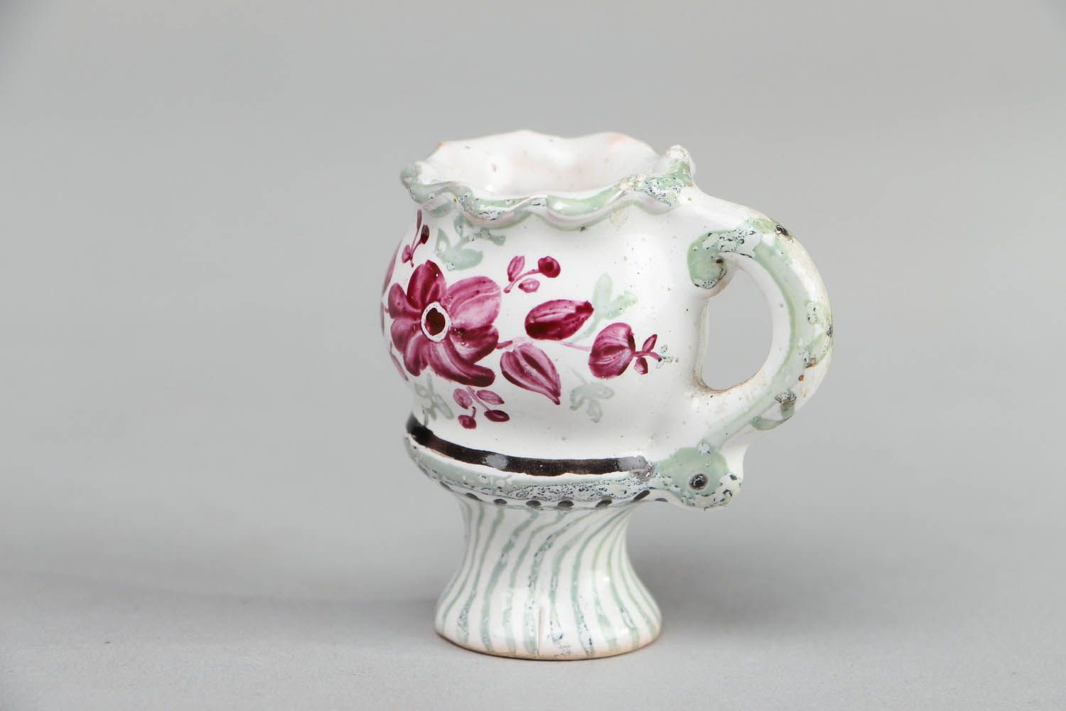 Little 2 inches ceramic floral design porcelain décor vase 0,07 lb photo 1
