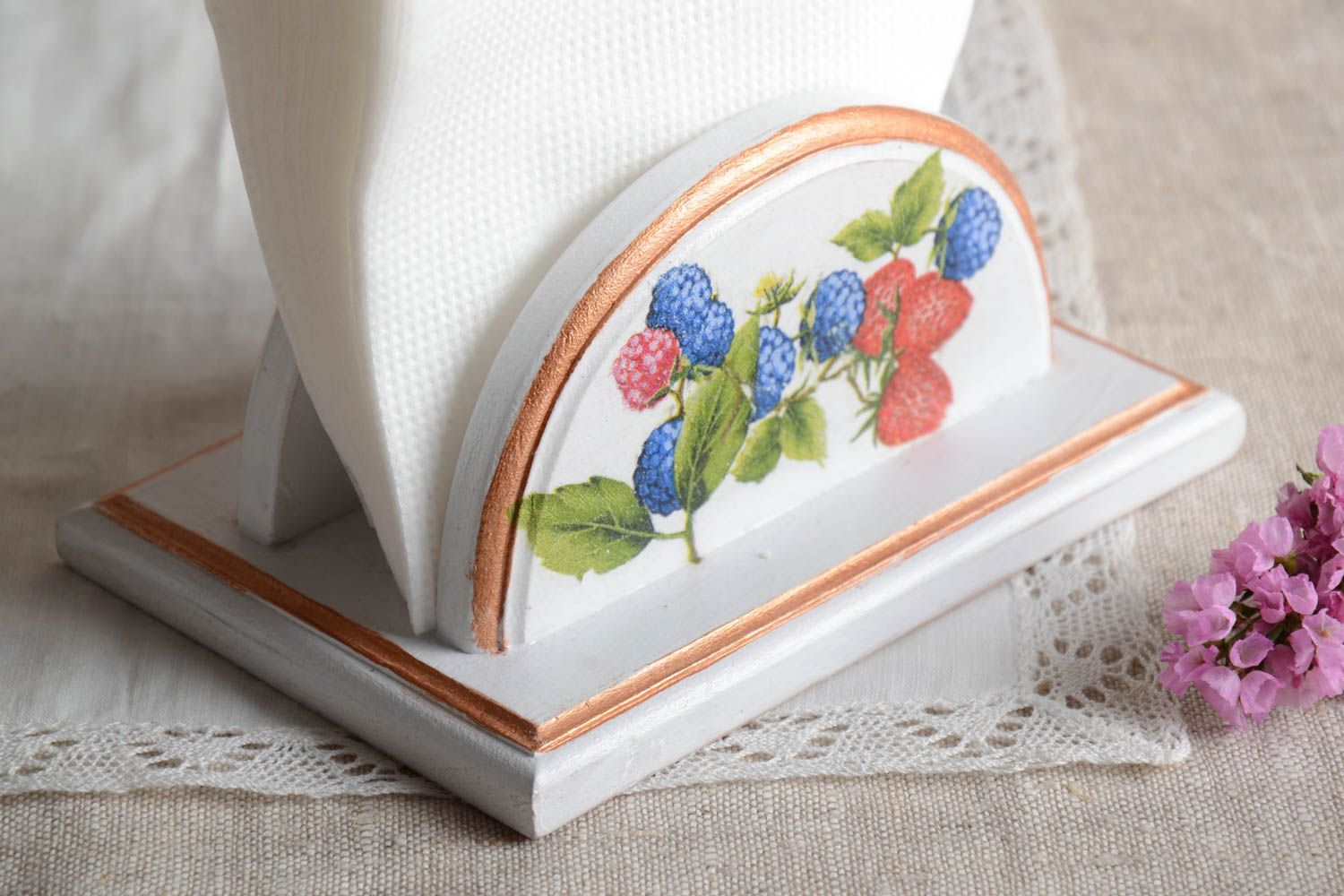 Wooden handmade napkin holder stylish home decor beautiful kitchen accessories photo 1