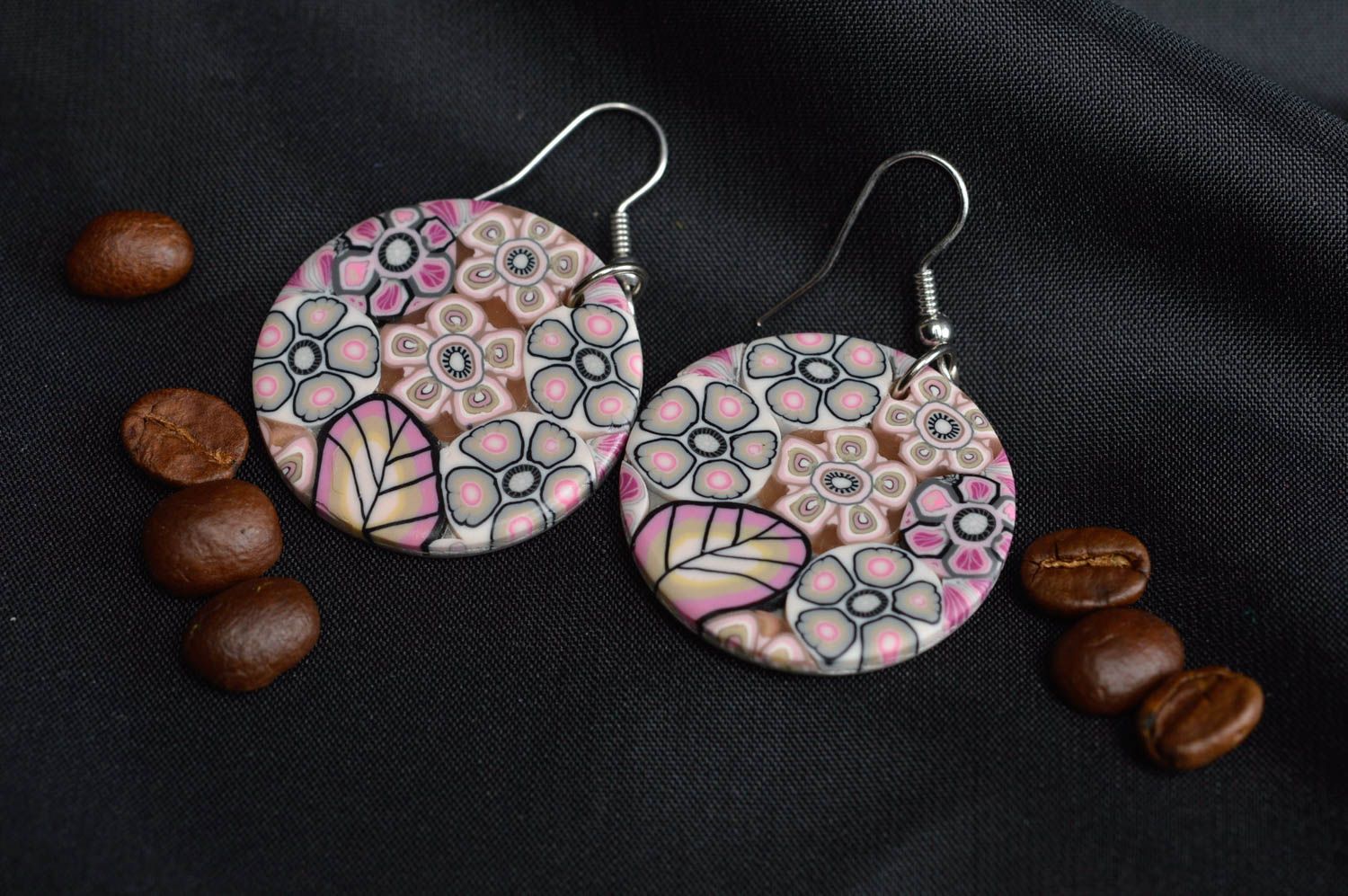Plastic earrings jewelry handmade polymer clay accessory present for women photo 1