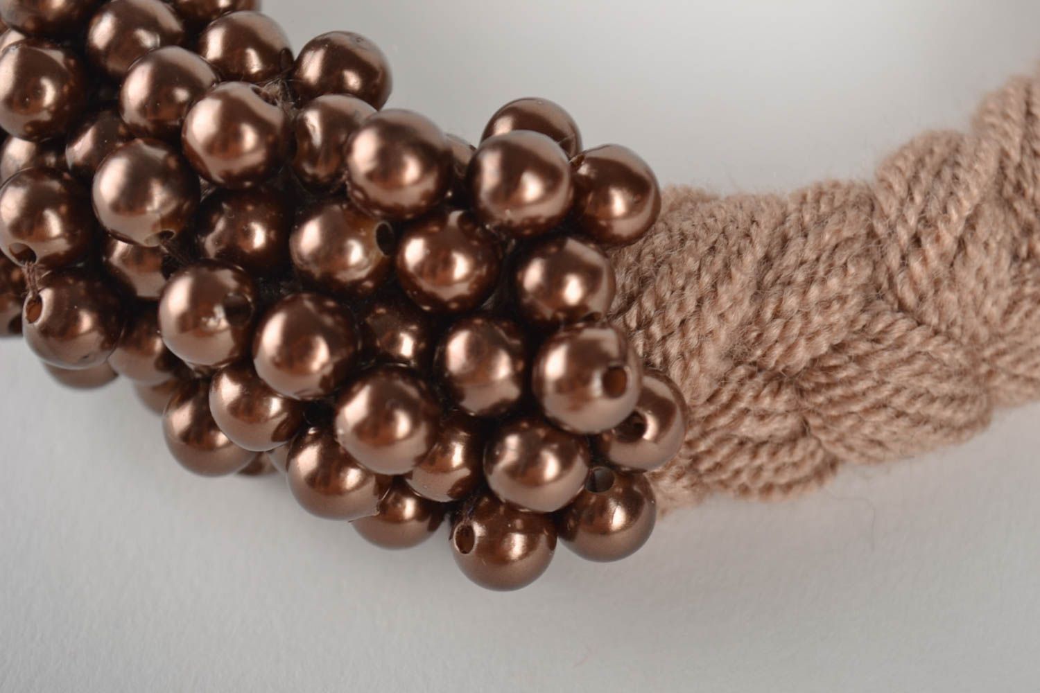 Collier perles fantaisie Bijou fait main Accessoire femme marron massif photo 2