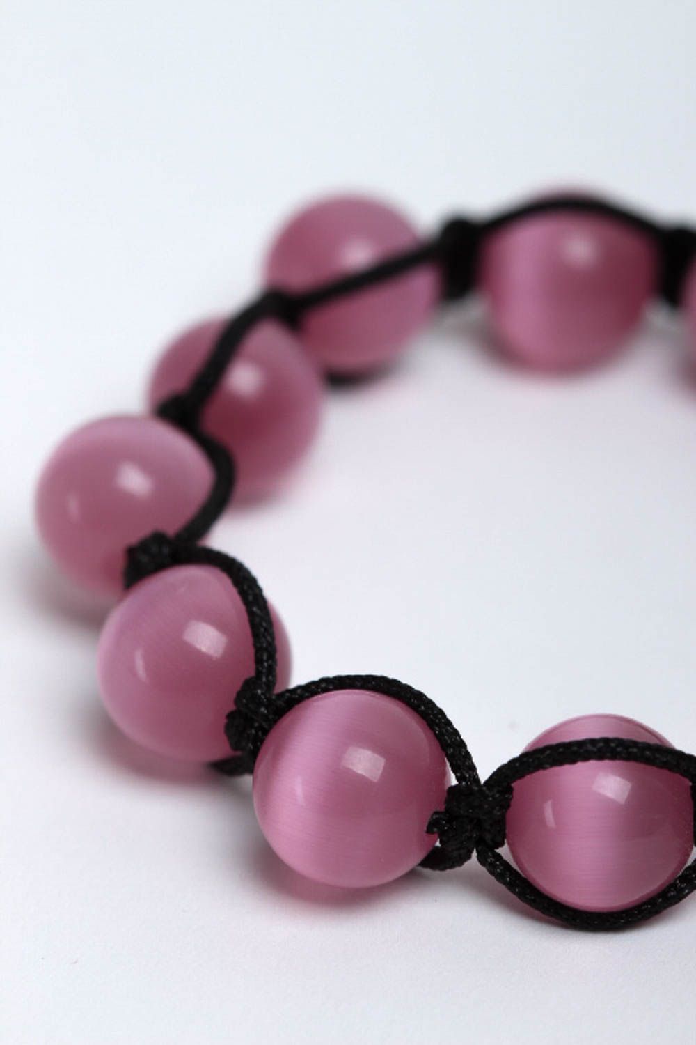 Handmade cat's eye stone bracelet fashion jewelry pink stone jewelry for girls photo 3