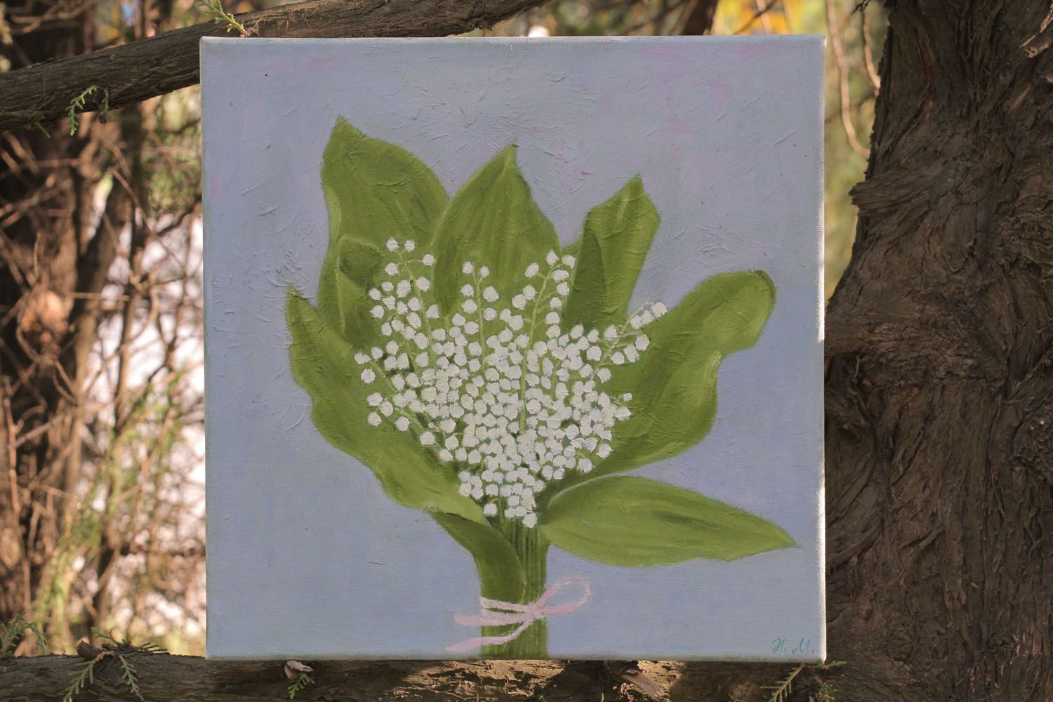 Small painting Wood-lilies photo 1