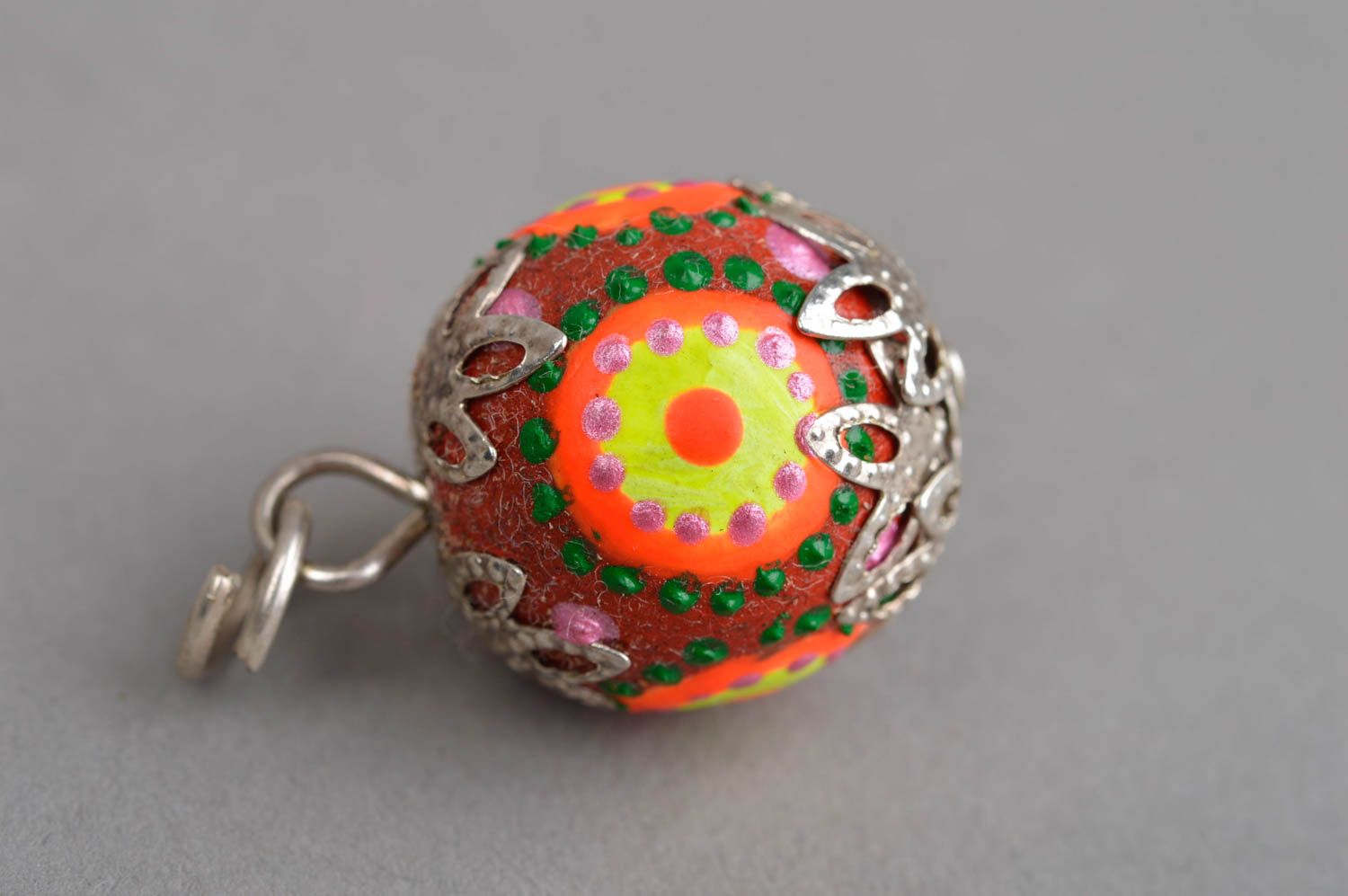 Handmade ball pendant painted wooden pendant artisan jewelry designs gift ideas photo 5