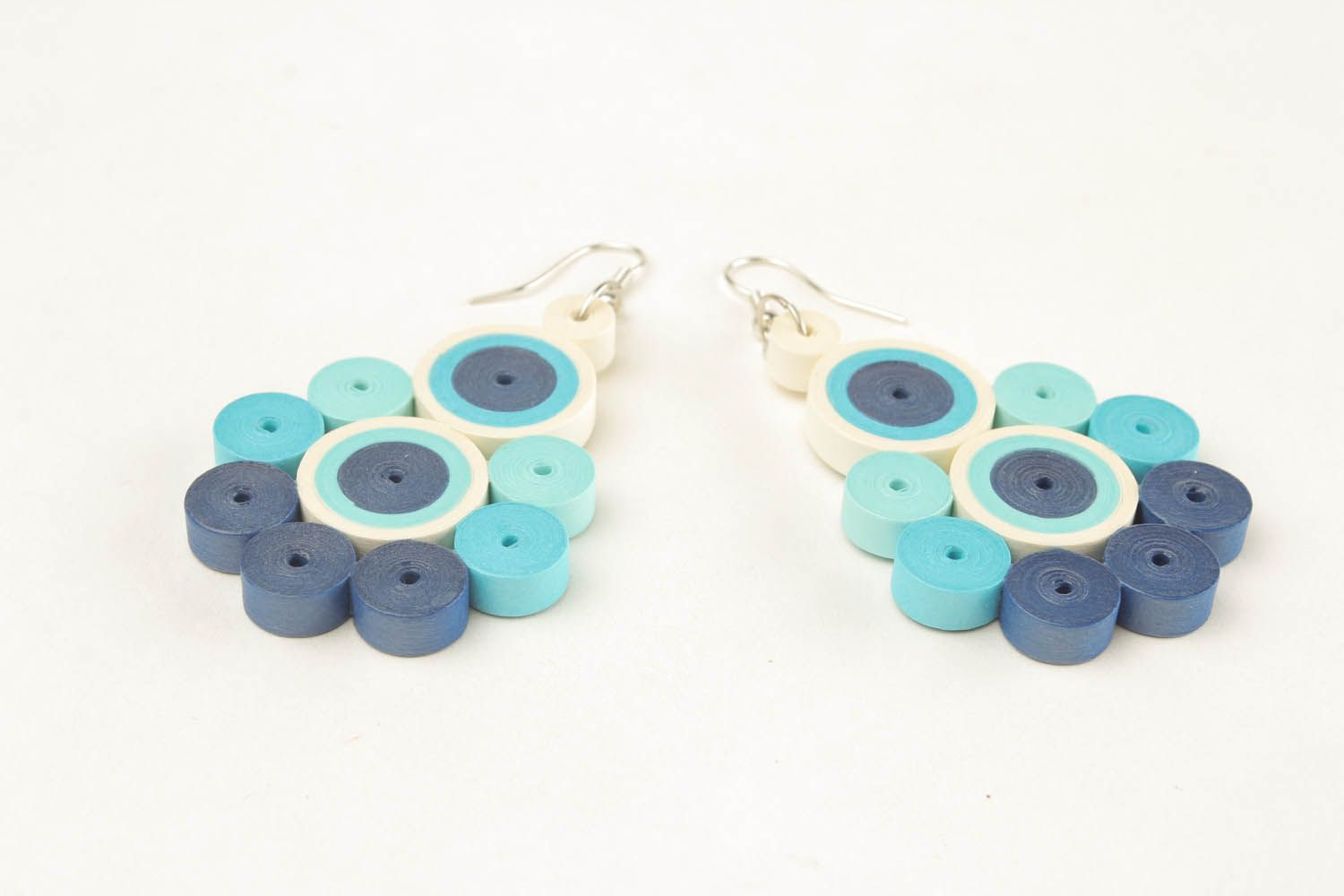 Blue earrings made of paper for quilling photo 4
