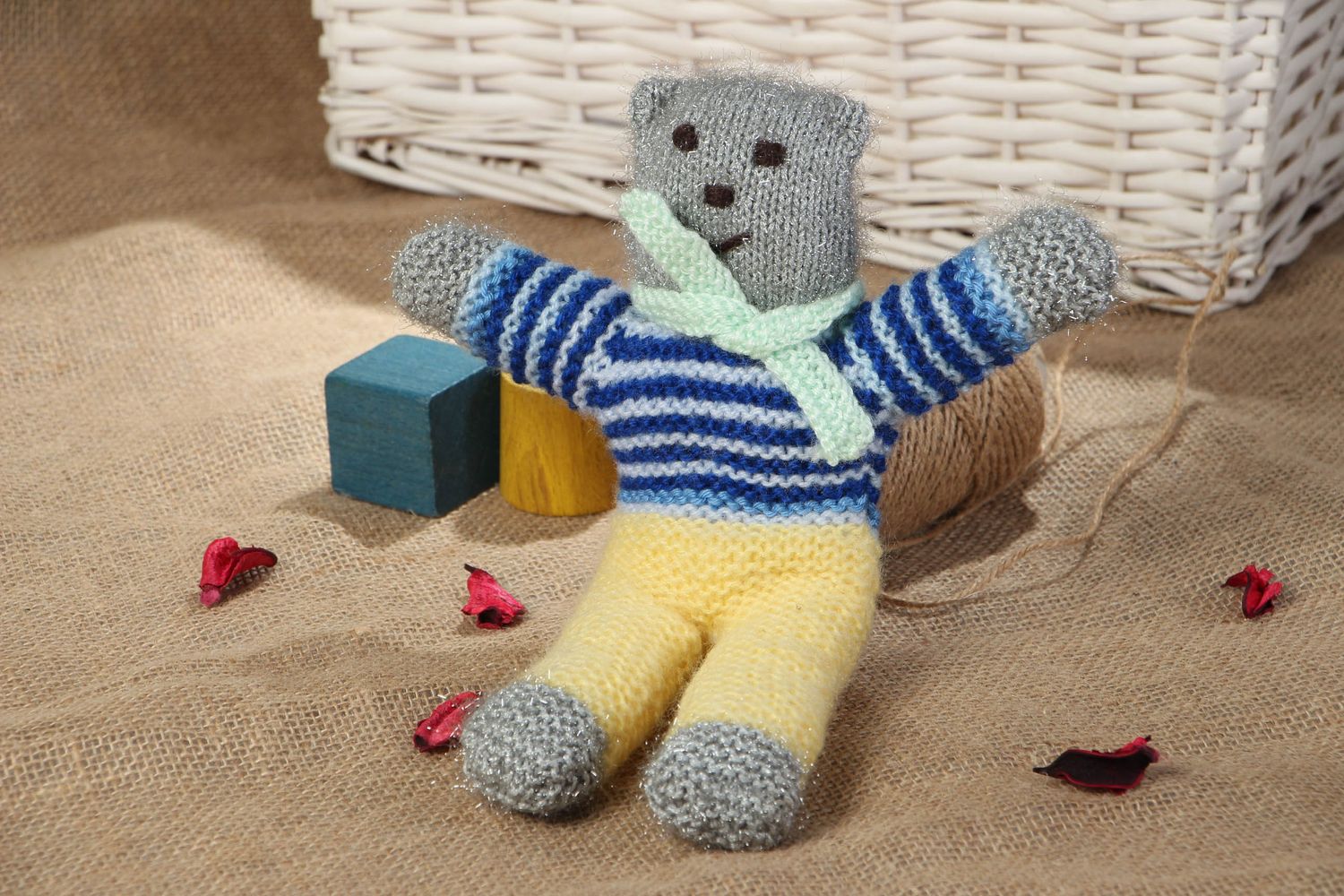 Handmade knitted toy Bear photo 5