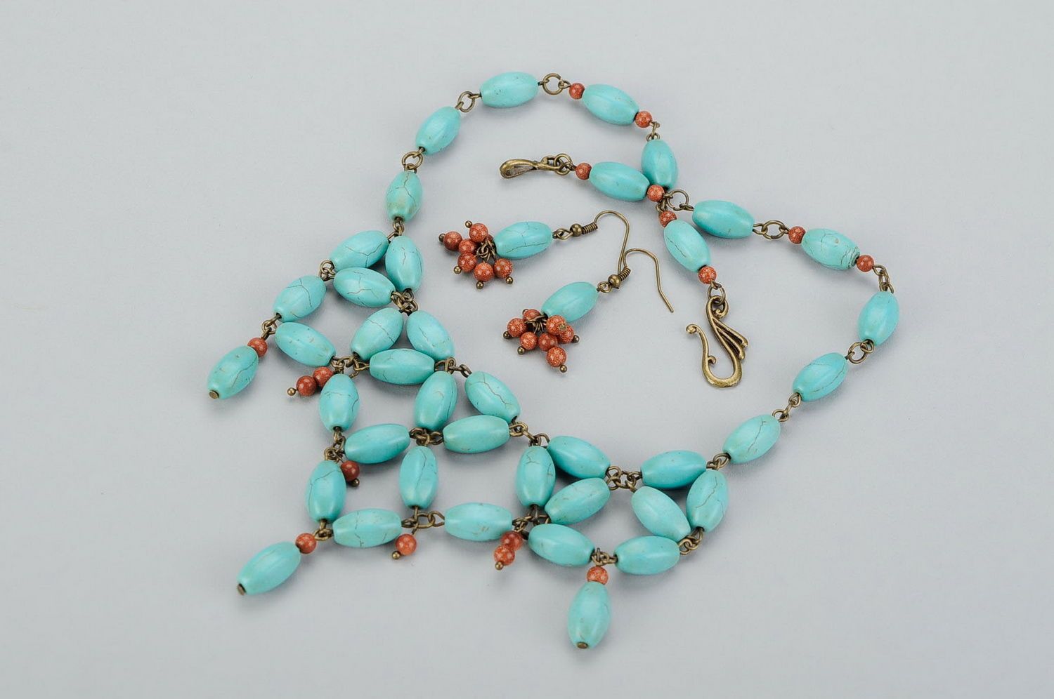 Jewelry set with turquoise and aventurine photo 3