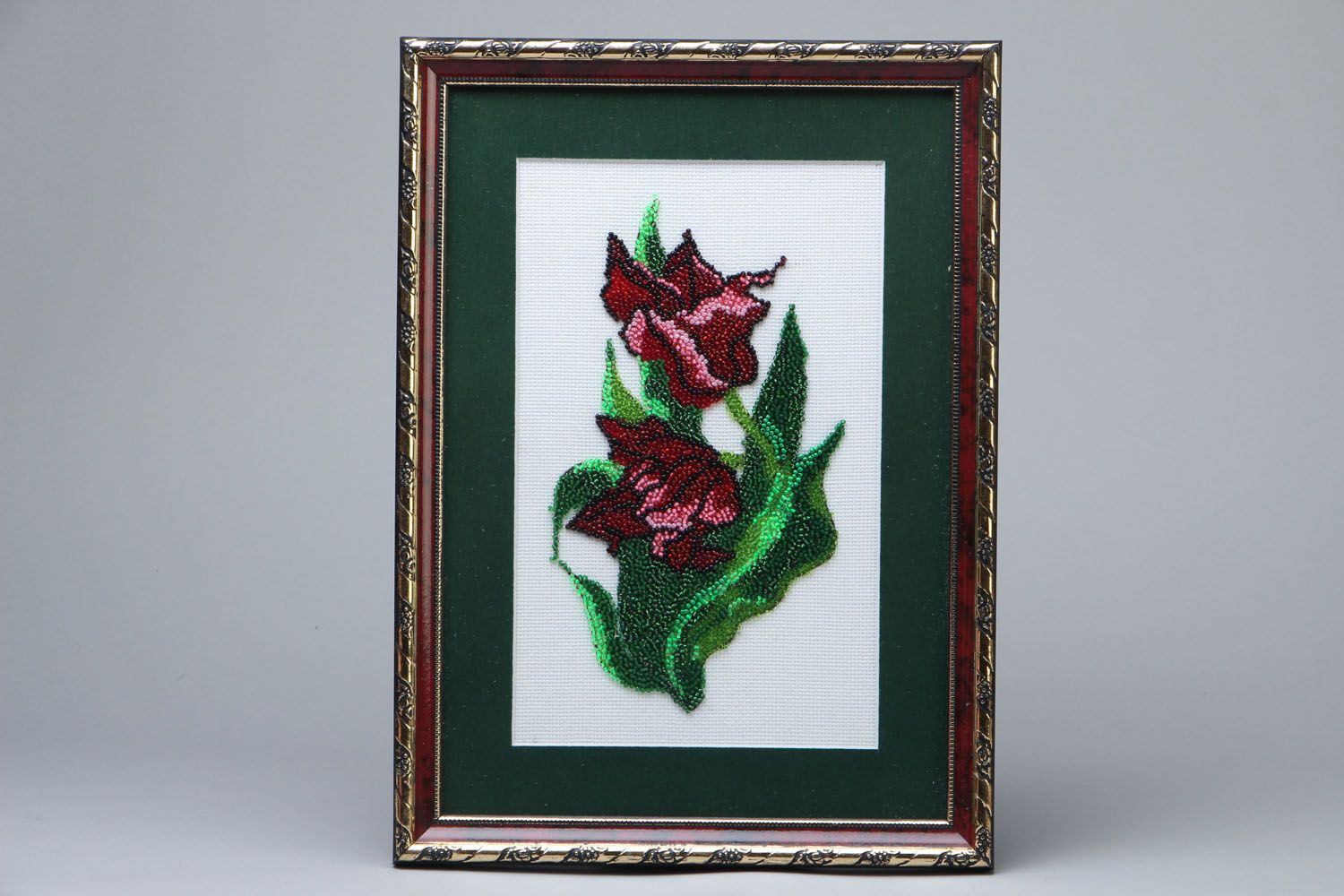 Картина вышитая бисером Тюльпаны фото 1